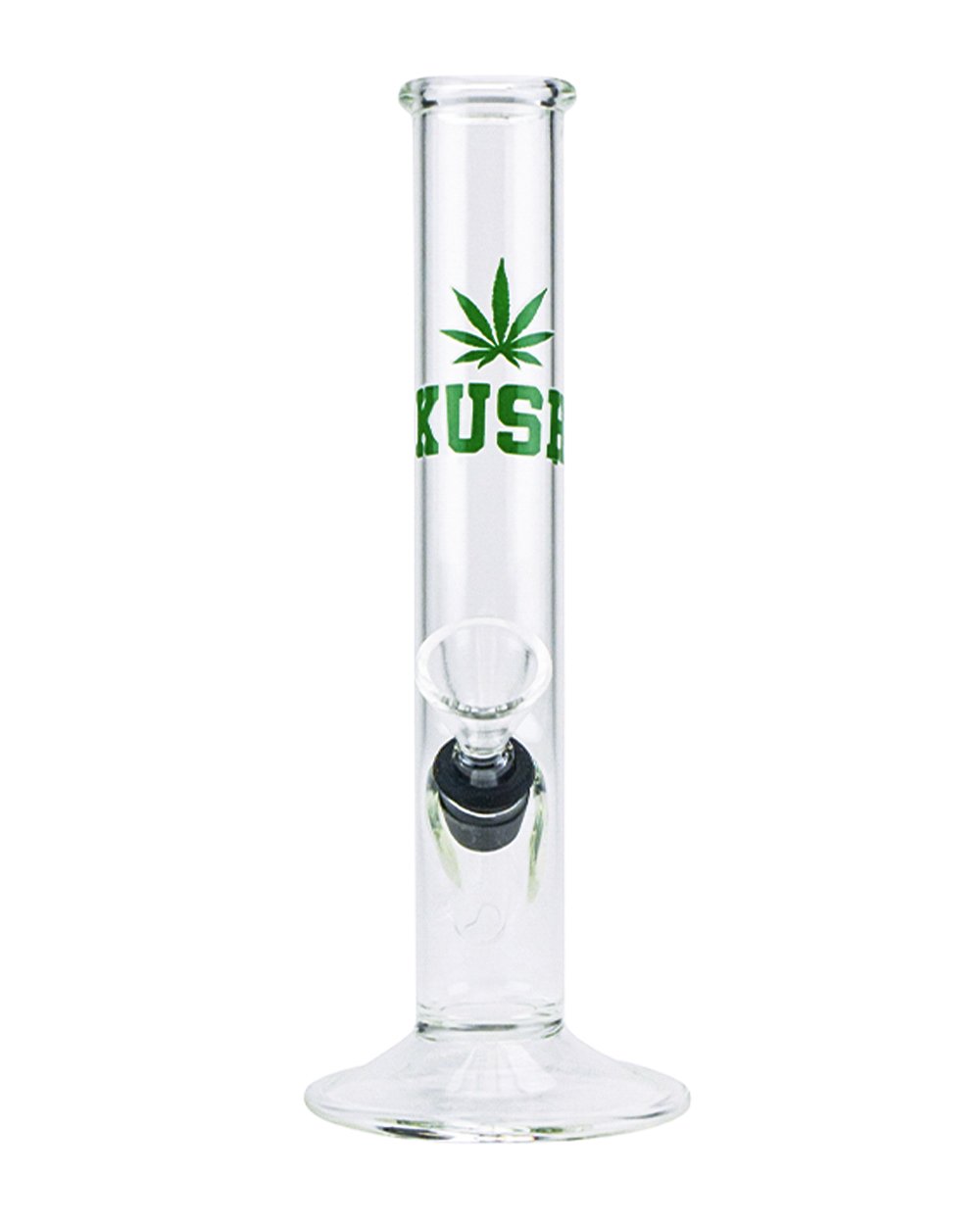 Straight Decal Glass Water Pipe | 7in Tall - Grommet Bowl - Clear - 8