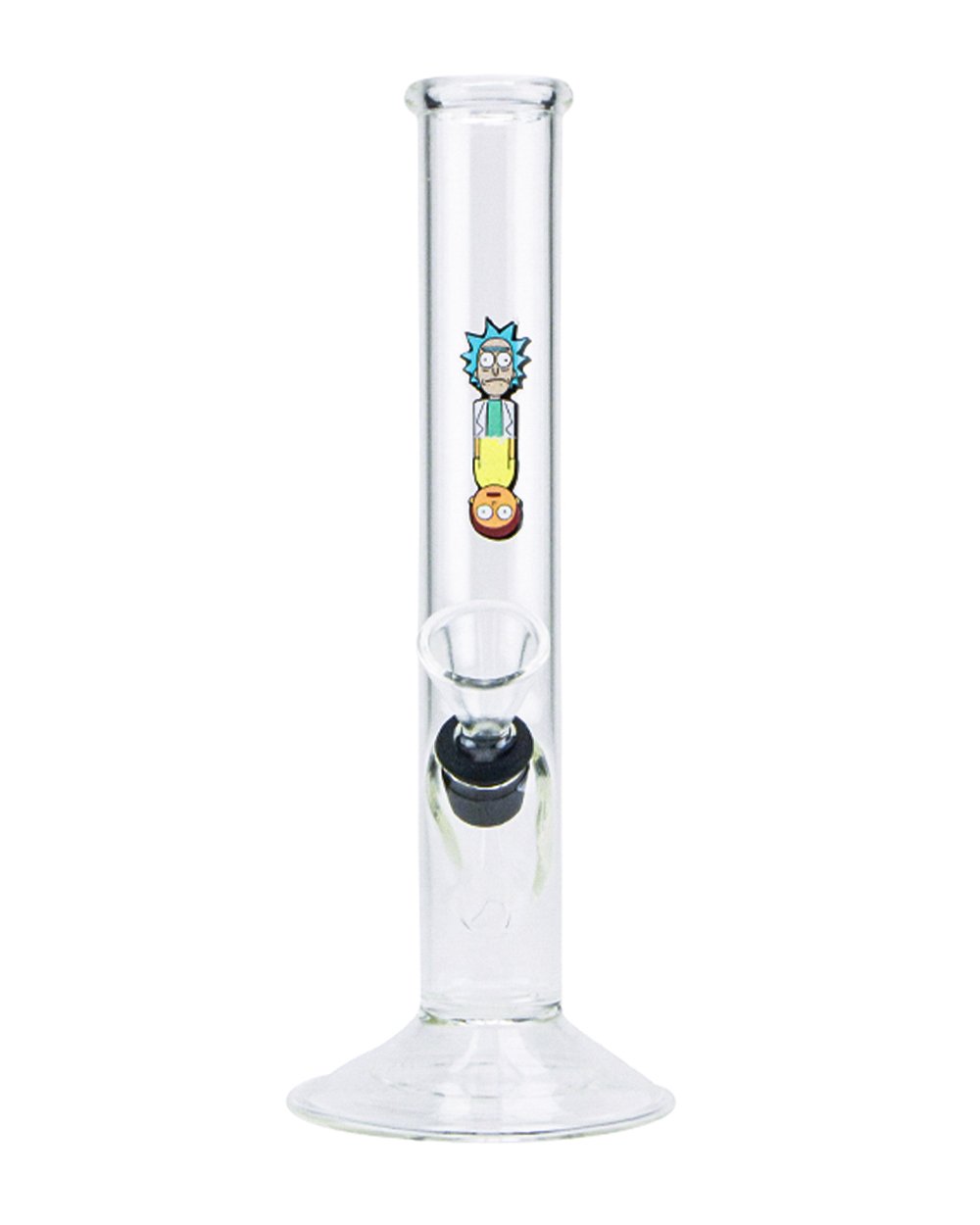 Straight Decal Glass Water Pipe | 7in Tall - Grommet Bowl - Clear - 1