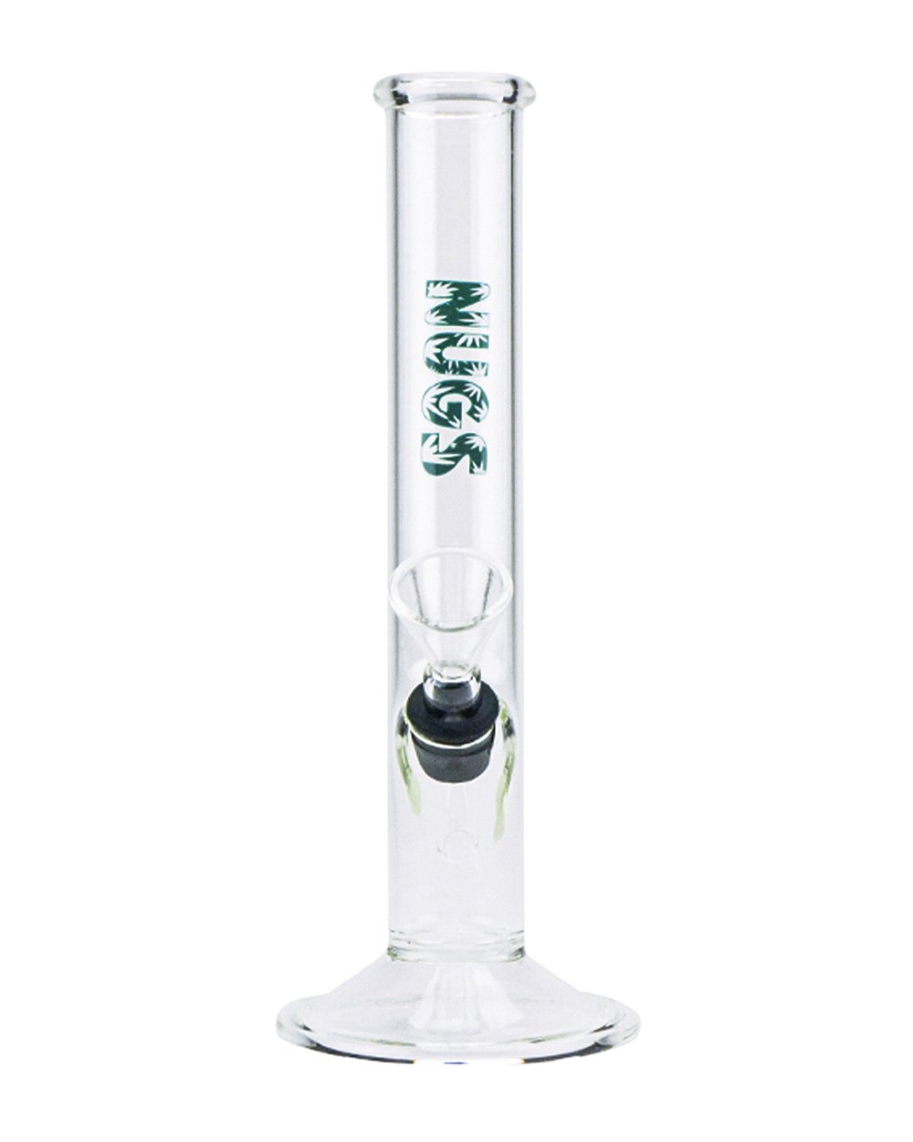 Straight Decal Glass Water Pipe | 7in Tall - Grommet Bowl - Clear - 5