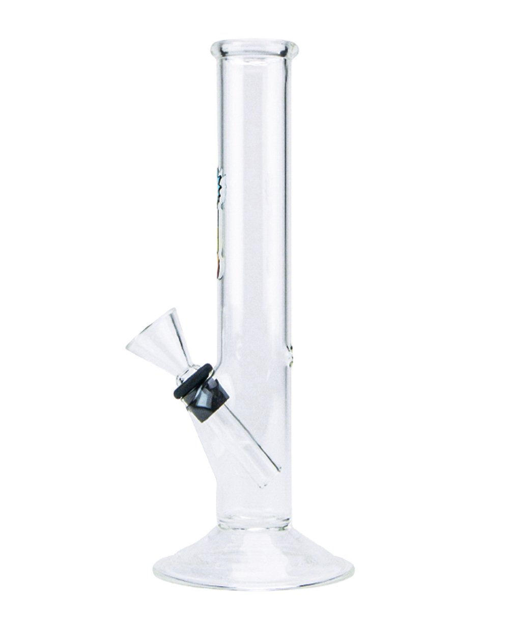 Straight Decal Glass Water Pipe | 7in Tall - Grommet Bowl - Clear - 3