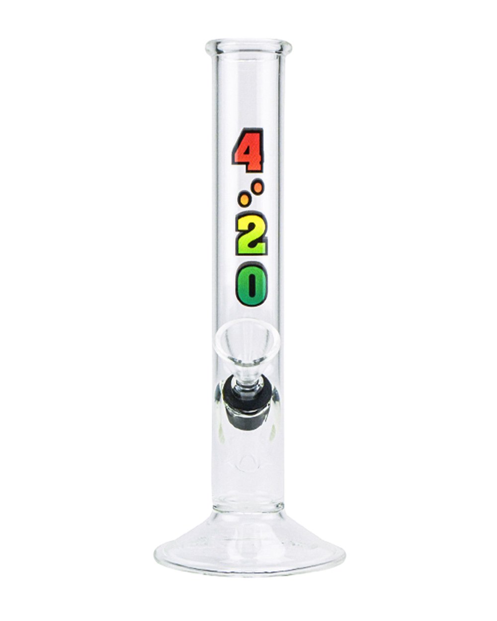 Straight Decal Glass Water Pipe | 7in Tall - Grommet Bowl - Clear - 7