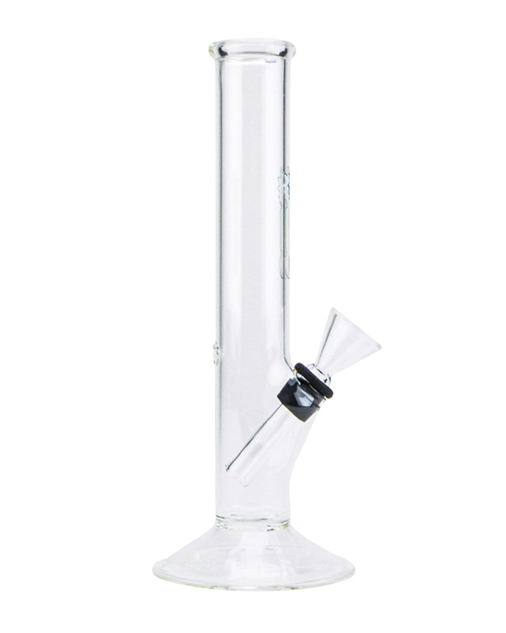 Straight Decal Glass Water Pipe | 7in Tall - Grommet Bowl - Clear - 4