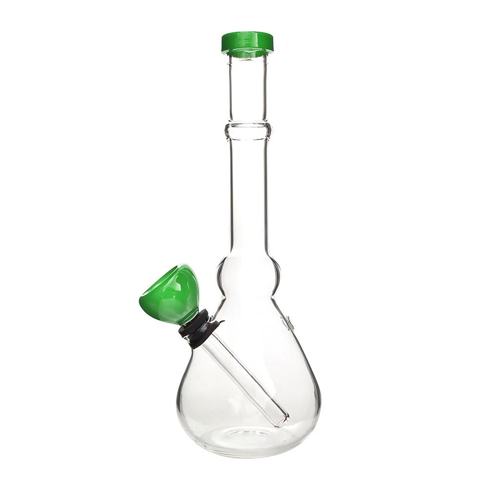 Straight Neck Diffused Downstem Glass Beaker Water Pipe | 7in Tall - Grommet Bowl - Green - 1