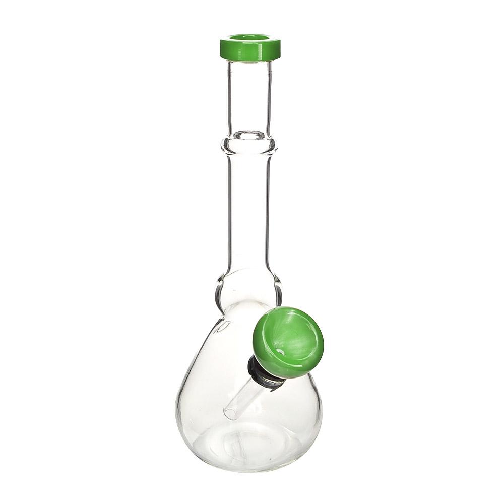 Straight Neck Diffused Downstem Glass Beaker Water Pipe | 7in Tall - Grommet Bowl - Green - 5