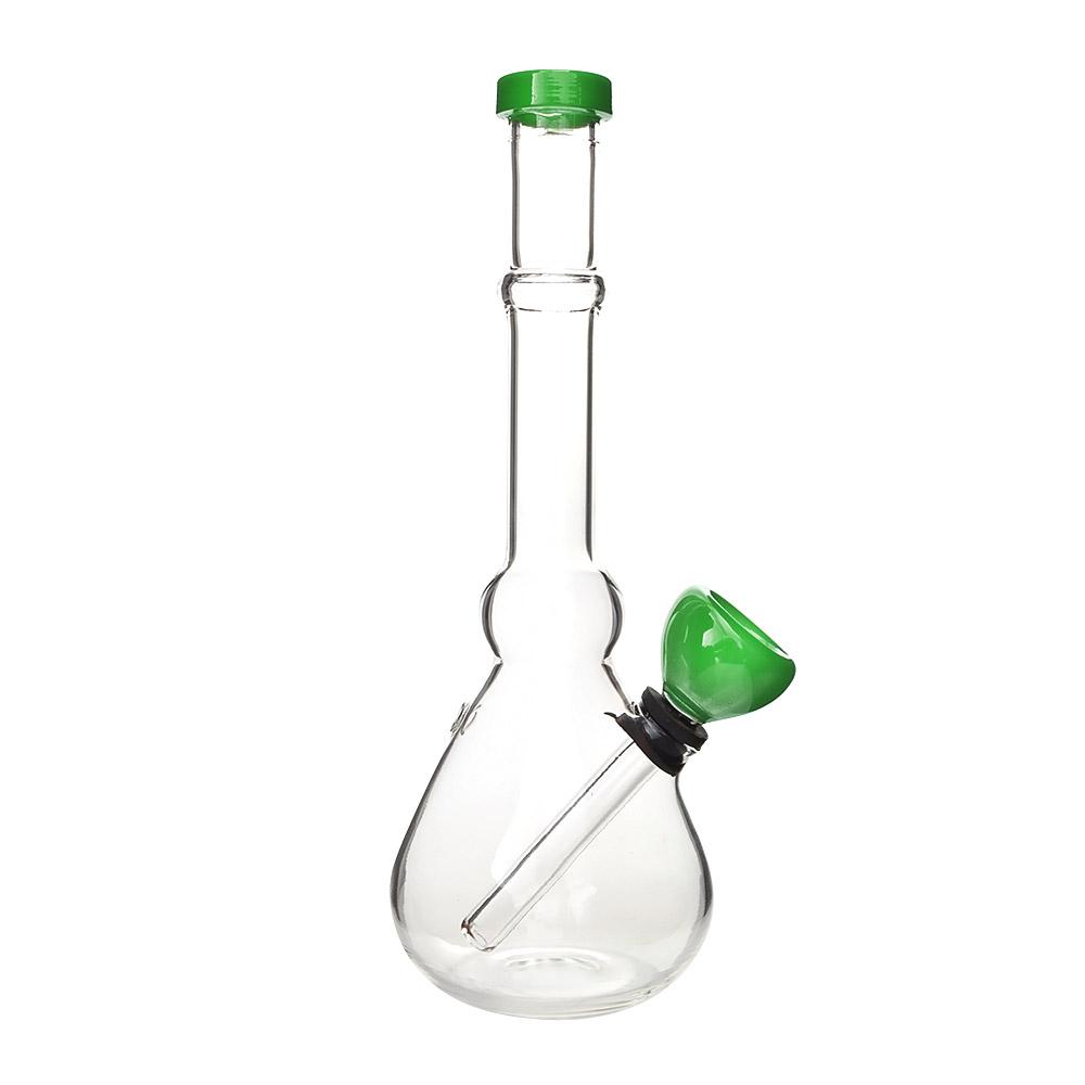 Straight Neck Diffused Downstem Glass Beaker Water Pipe | 7in Tall - Grommet Bowl - Green - 3