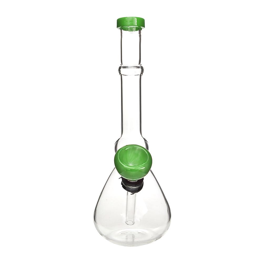 Straight Neck Diffused Downstem Glass Beaker Water Pipe | 7in Tall - Grommet Bowl - Green - 4