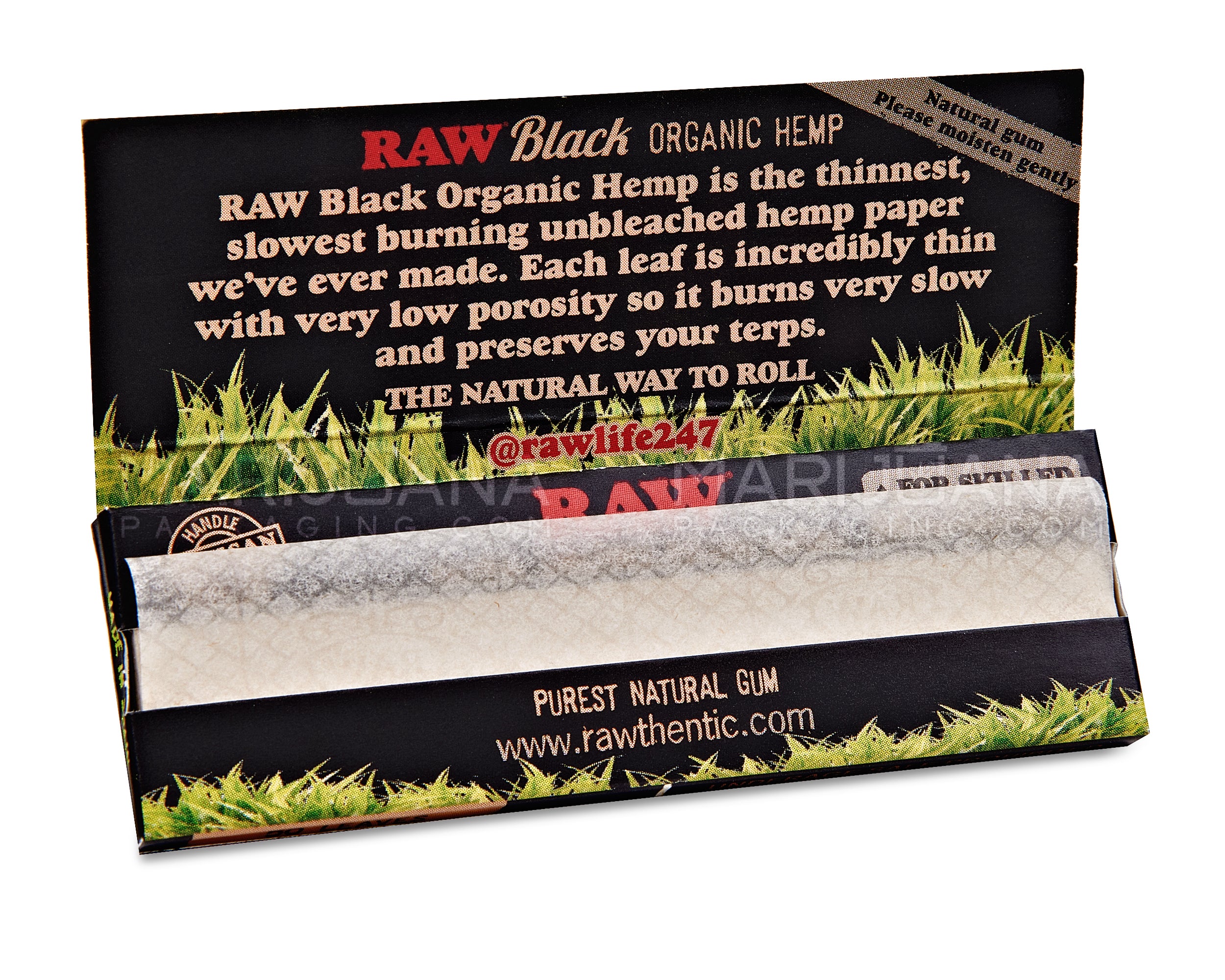 RAW | 'Retail Display' 1 1/4 Size Black Organic Hemp Rolling Papers | 84mm - Classic - 24 Count - 4