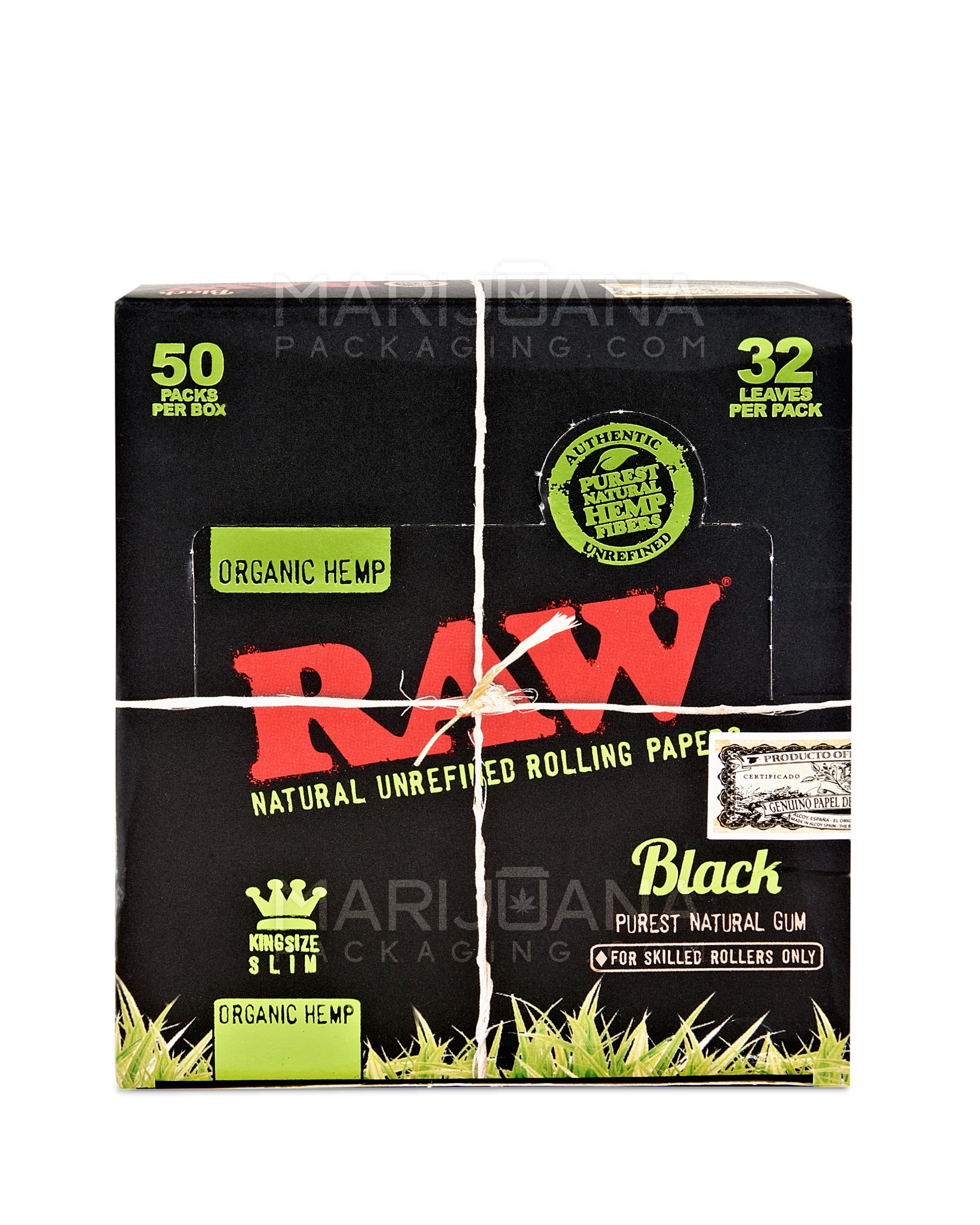 RAW | 'Retail Display' King Size Black Organic Hemp Rolling Papers | 109mm - Classic - 50 Count - 2