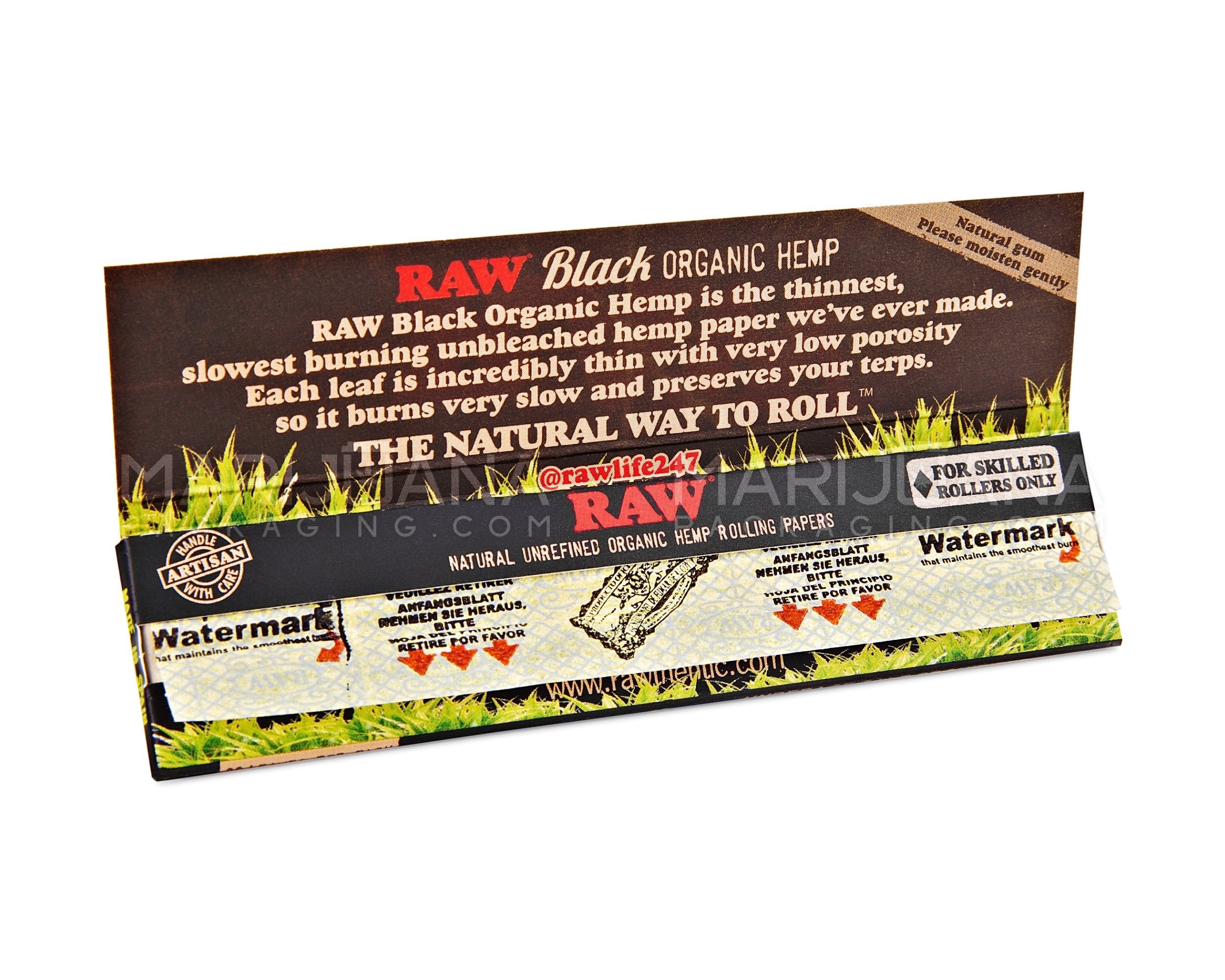 RAW | 'Retail Display' King Size Black Organic Hemp Rolling Papers | 109mm - Classic - 50 Count - 4