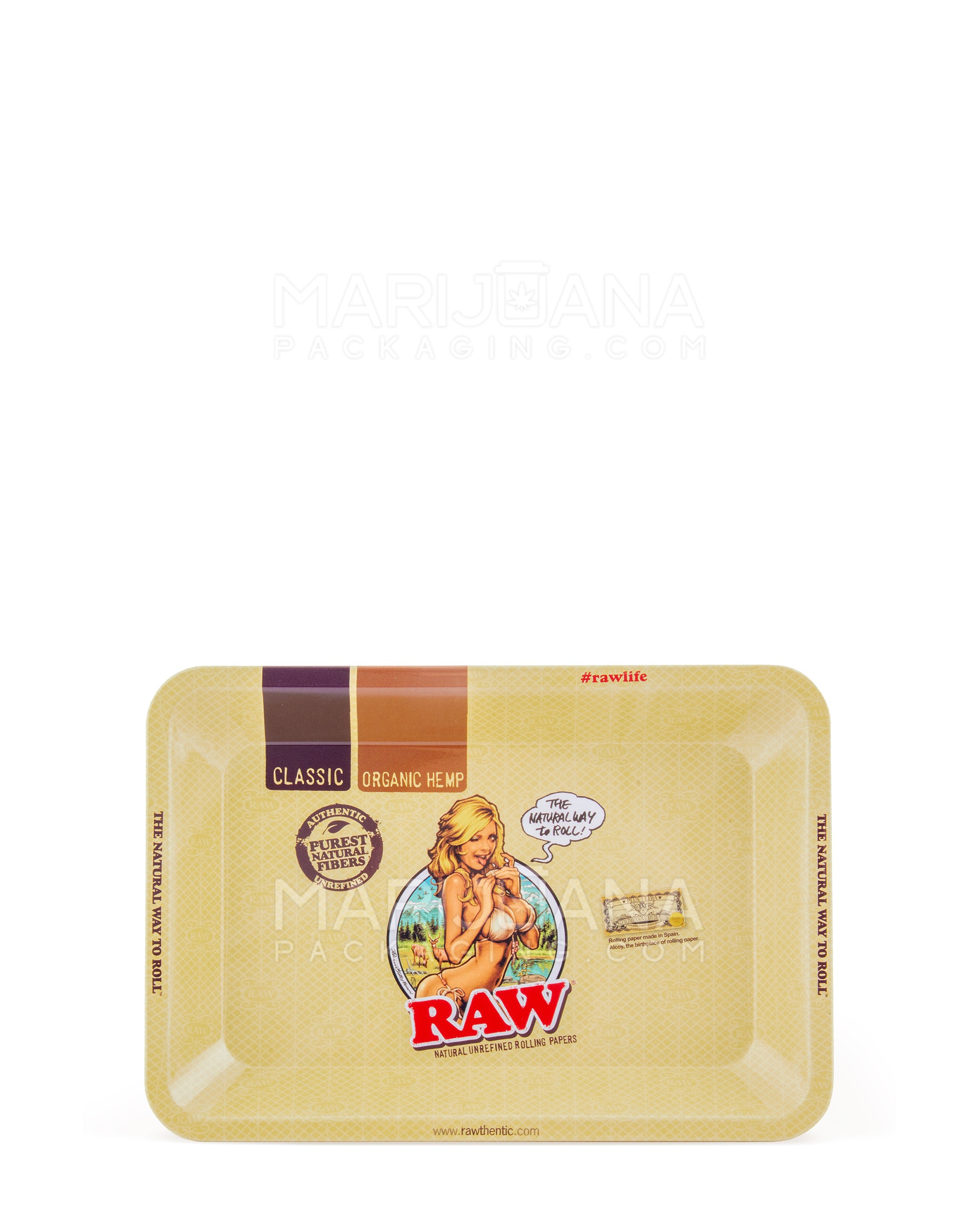 RAW | Girl Mini Rolling Tray | 7in x 5in - Mini - Metal