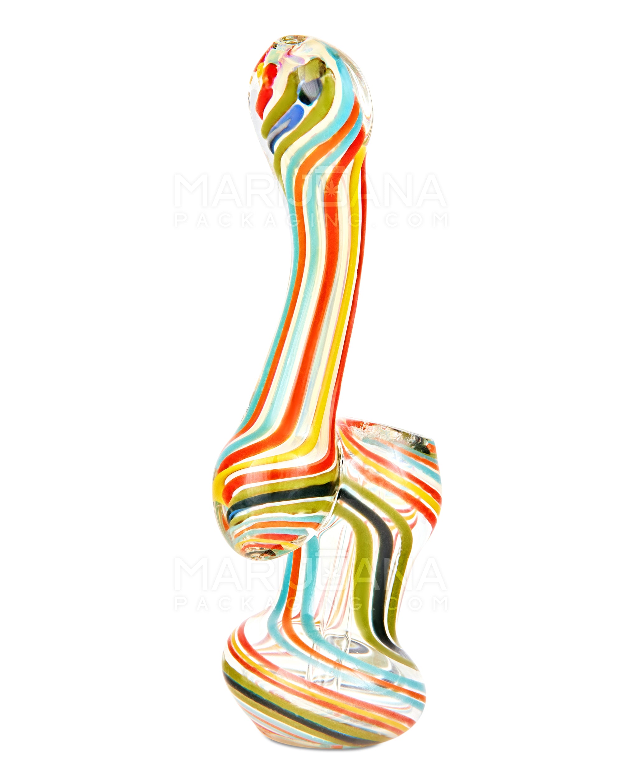 Flat Mouth Swirl & Spiral Glass Bubbler | 6.5in Tall - Glass - Assorted - 3