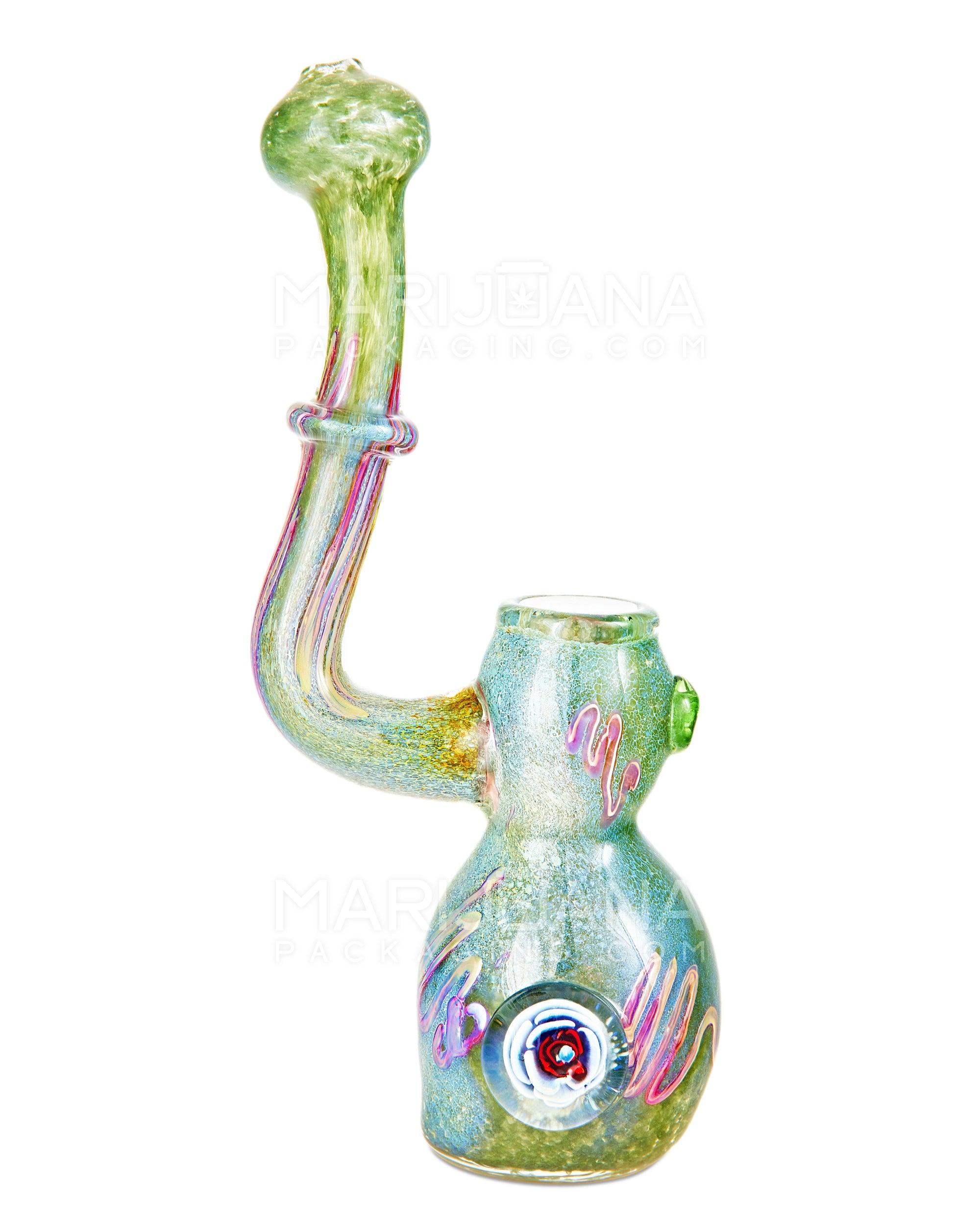 Frit Ringed Bubbler w/ Glass Insect & Swirls | 7.5in Tall - Glass - Assorted - 1