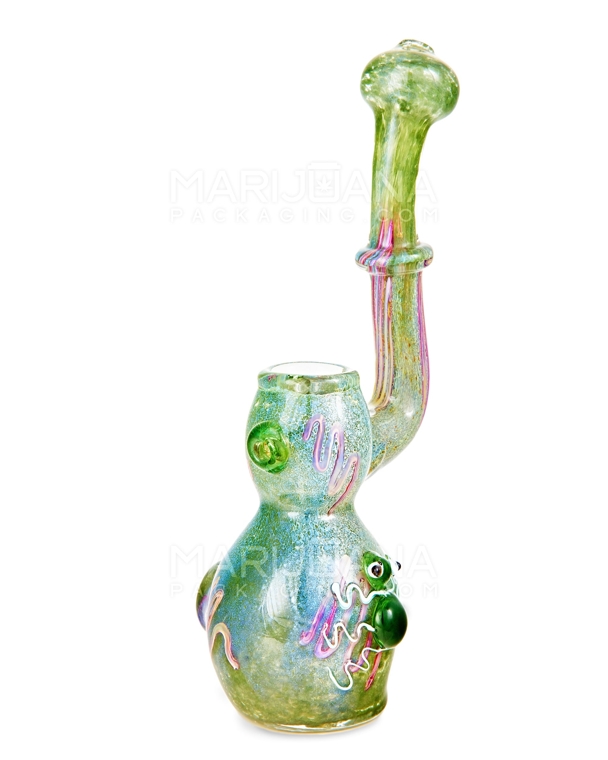 Frit Ringed Bubbler w/ Glass Insect & Swirls | 7.5in Tall - Glass - Assorted - 2