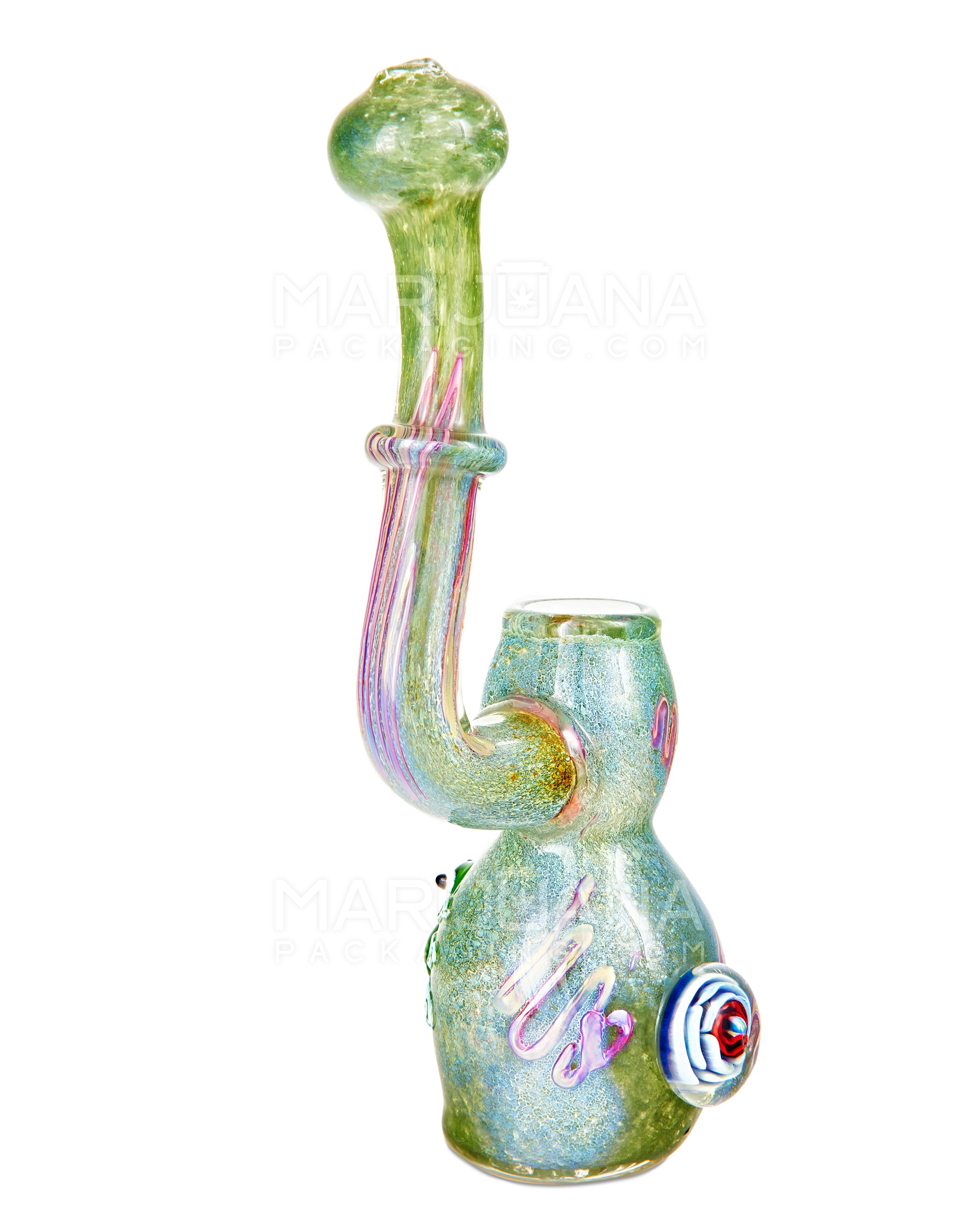 Frit Ringed Bubbler w/ Glass Insect & Swirls | 7.5in Tall - Glass - Assorted - 3