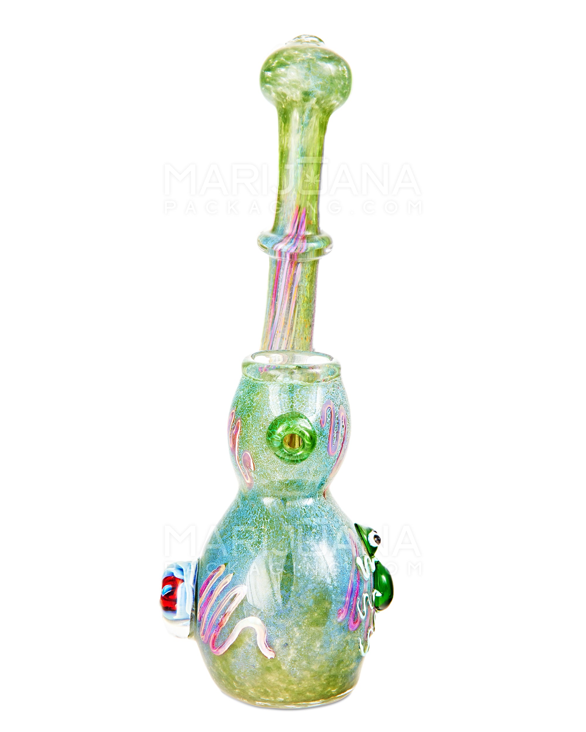 Frit Ringed Bubbler w/ Glass Insect & Swirls | 7.5in Tall - Glass - Assorted - 4