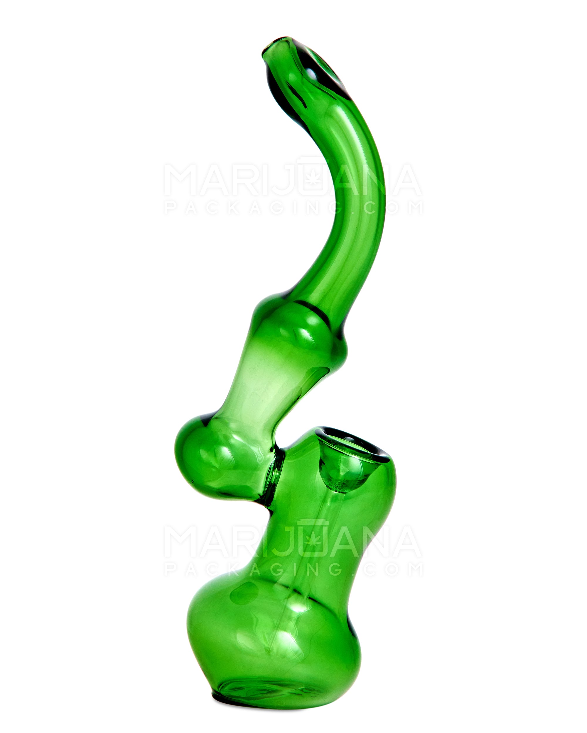 Flat Mouth Bulged Bubbler | 6.5in Tall - Glass - Green - 1