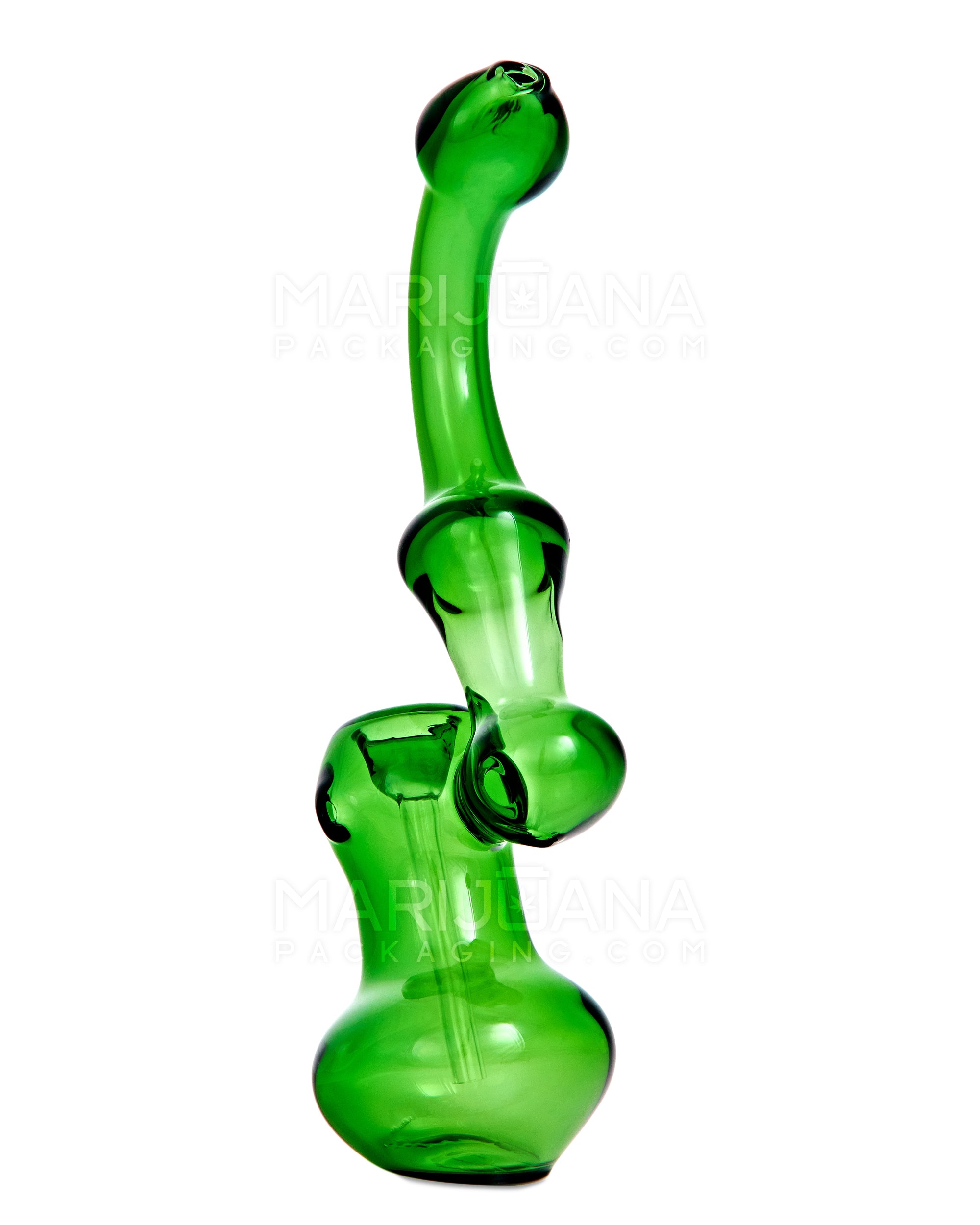 Flat Mouth Bulged Bubbler | 6.5in Tall - Glass - Green - 3