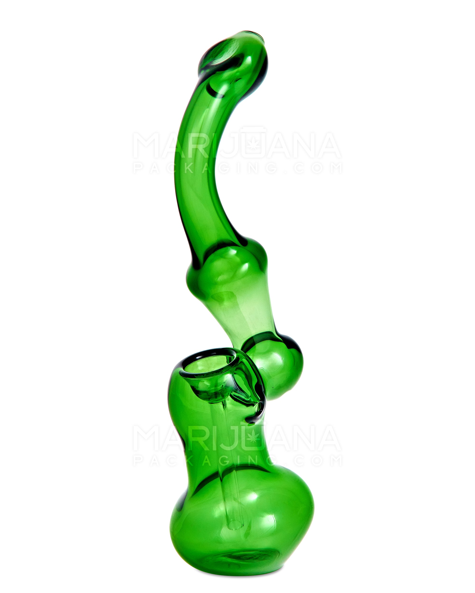 Flat Mouth Bulged Bubbler | 6.5in Tall - Glass - Green - 2
