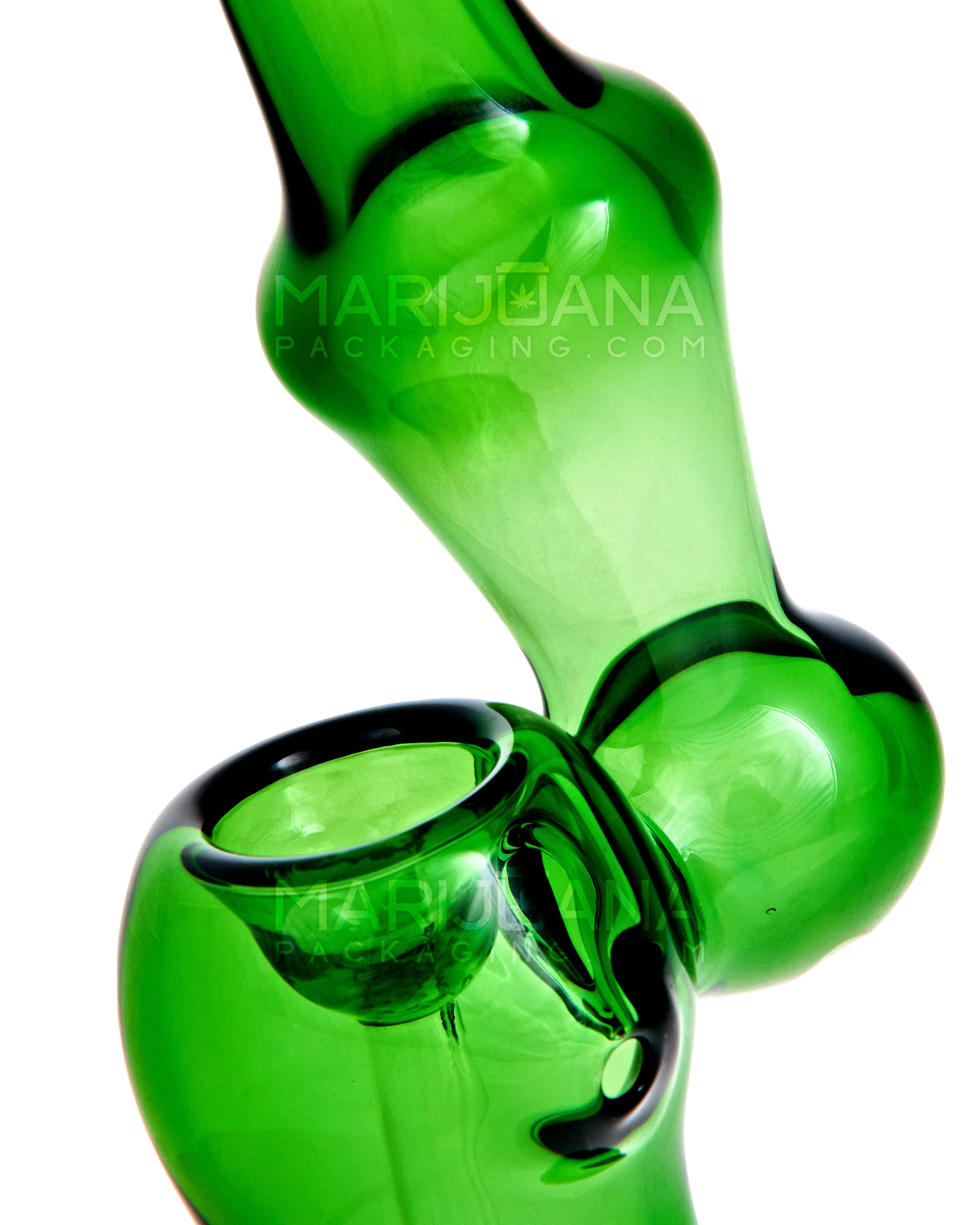 Flat Mouth Bulged Bubbler | 6.5in Tall - Glass - Green - 4
