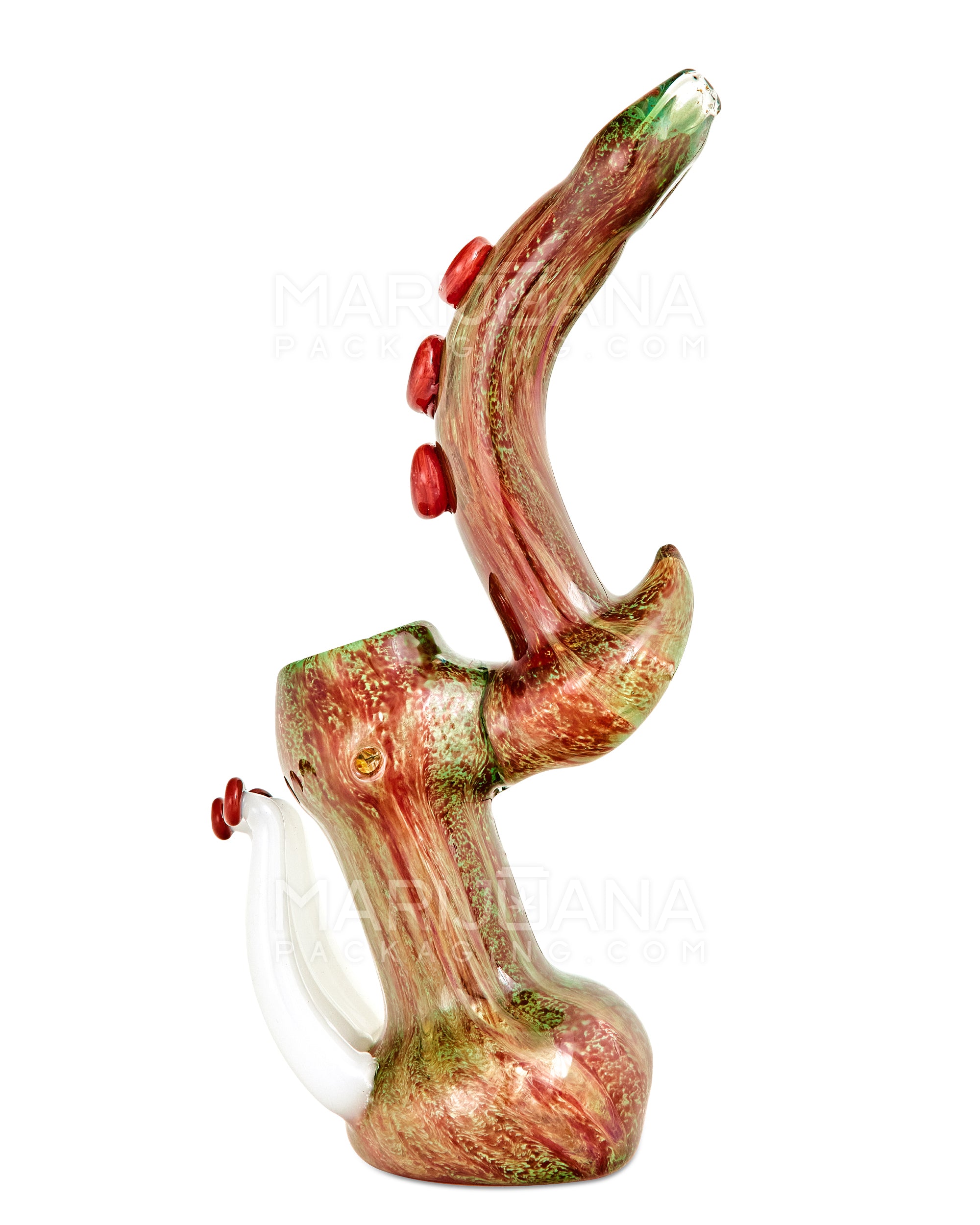 Heady | Donut Mouth Color Pull Kraken Bubbler w/ Triple Tentacles | 9in Tall - Glass - Red & Green - 5