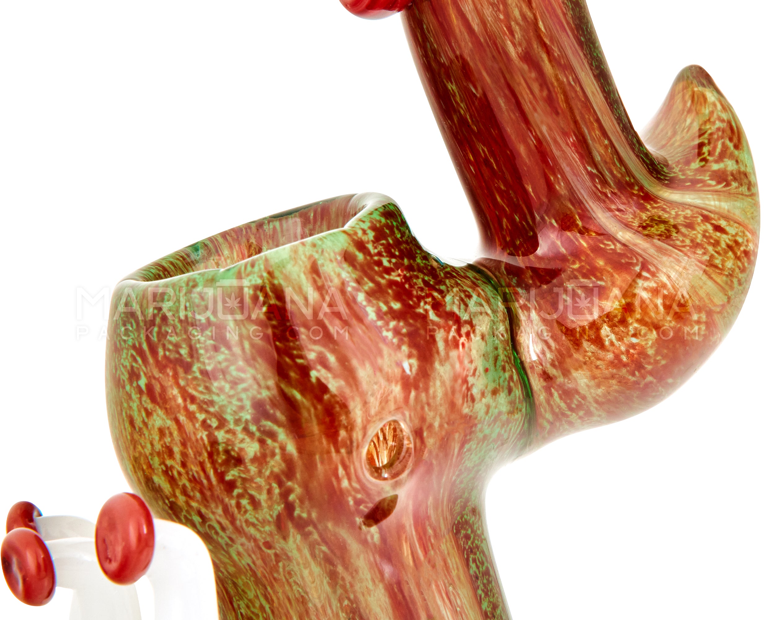 Heady | Donut Mouth Color Pull Kraken Bubbler w/ Triple Tentacles | 9in Tall - Glass - Red & Green - 8