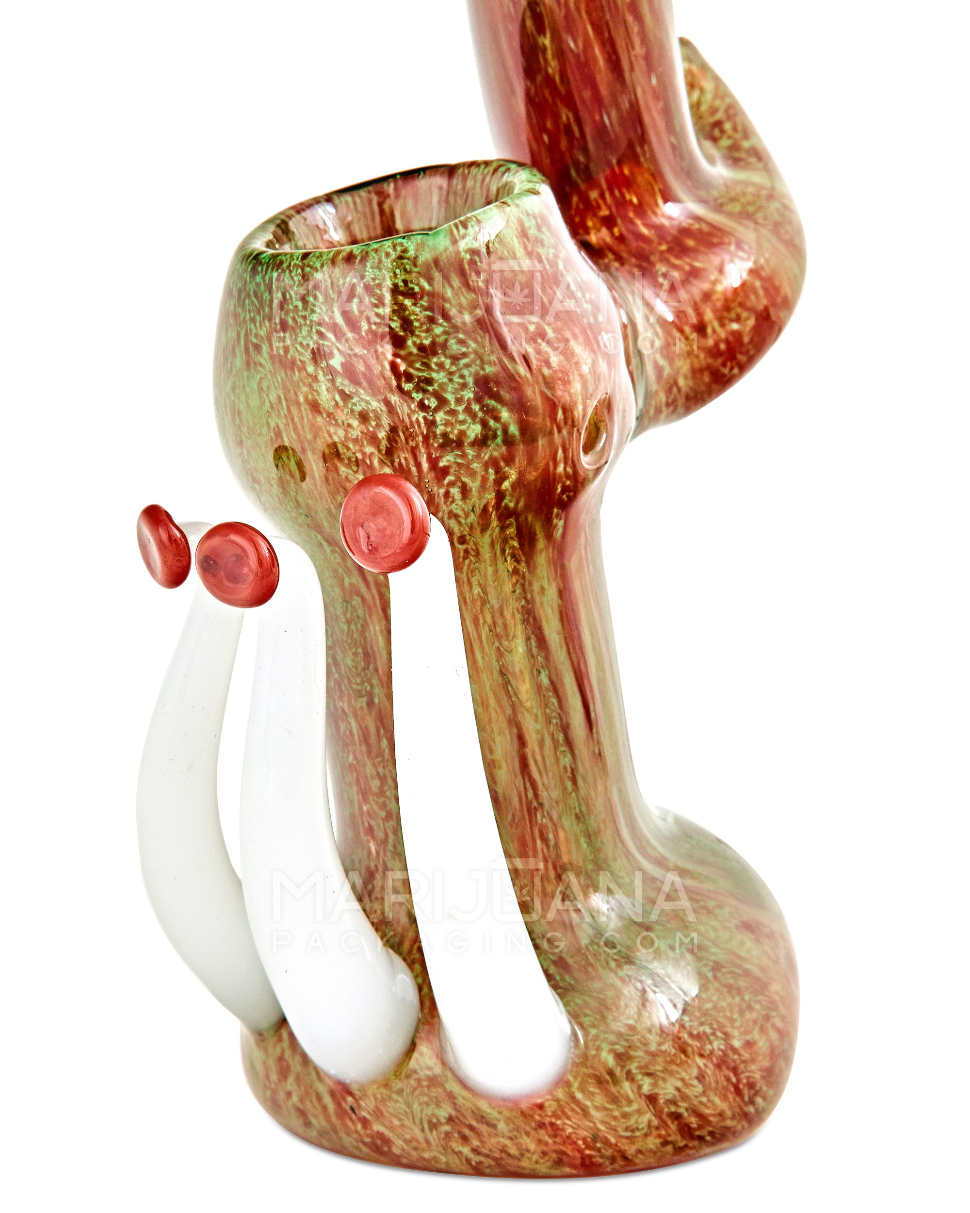 Heady | Donut Mouth Color Pull Kraken Bubbler w/ Triple Tentacles | 9in Tall - Glass - Red & Green - 12