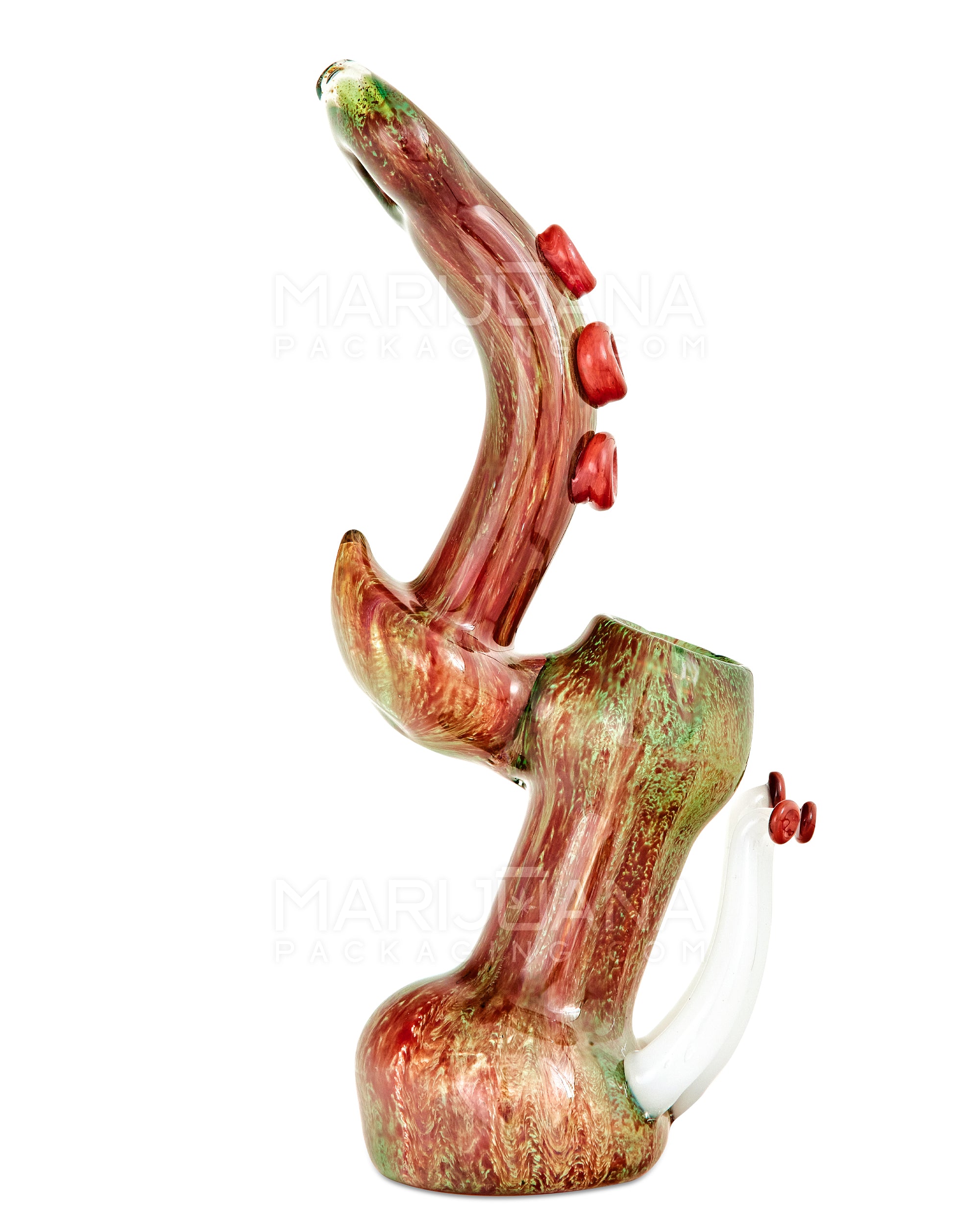 Heady | Donut Mouth Color Pull Kraken Bubbler w/ Triple Tentacles | 9in Tall - Glass - Red & Green - 2