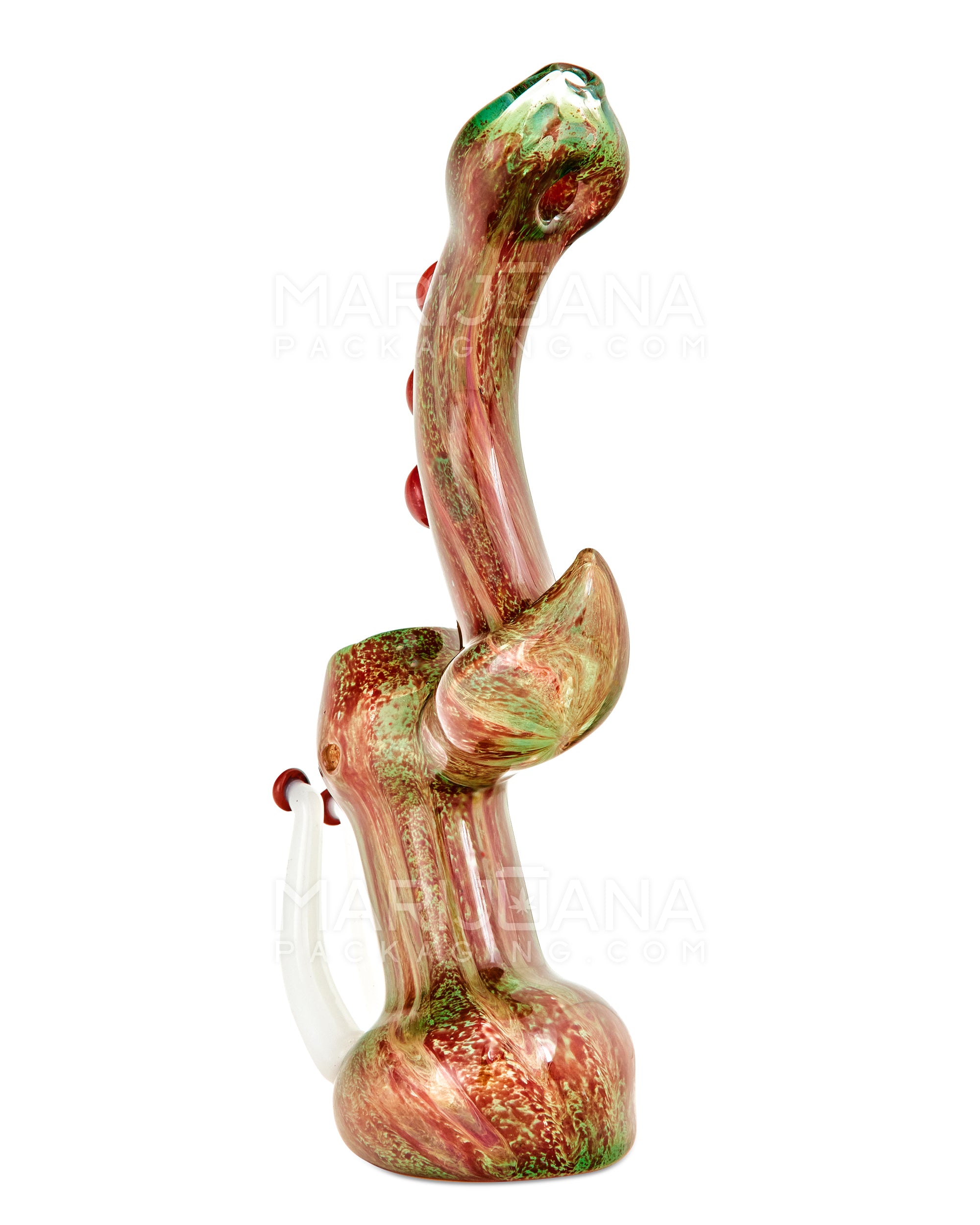 Heady | Donut Mouth Color Pull Kraken Bubbler w/ Triple Tentacles | 9in Tall - Glass - Red & Green - 10