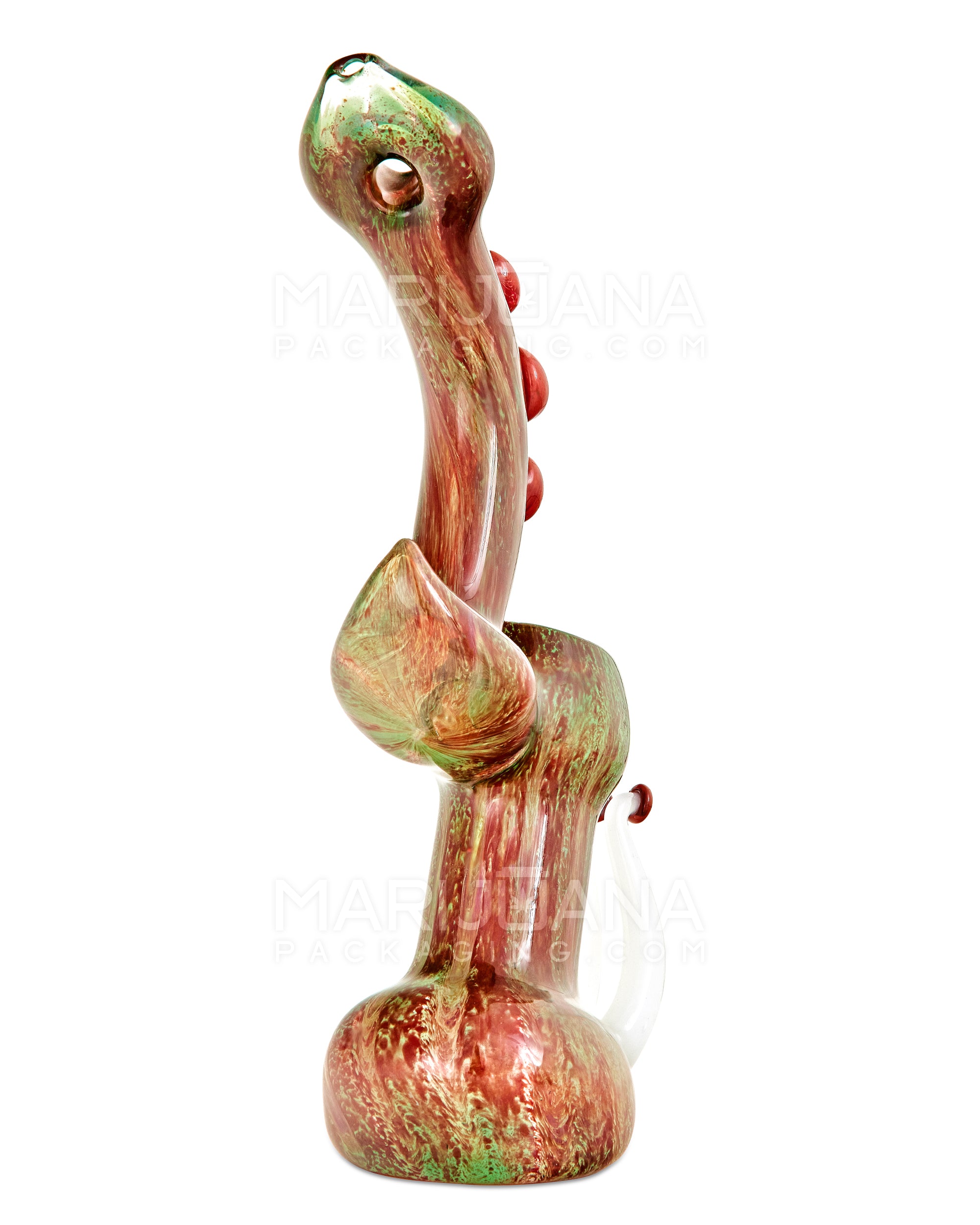 Heady | Donut Mouth Color Pull Kraken Bubbler w/ Triple Tentacles | 9in Tall - Glass - Red & Green - 9