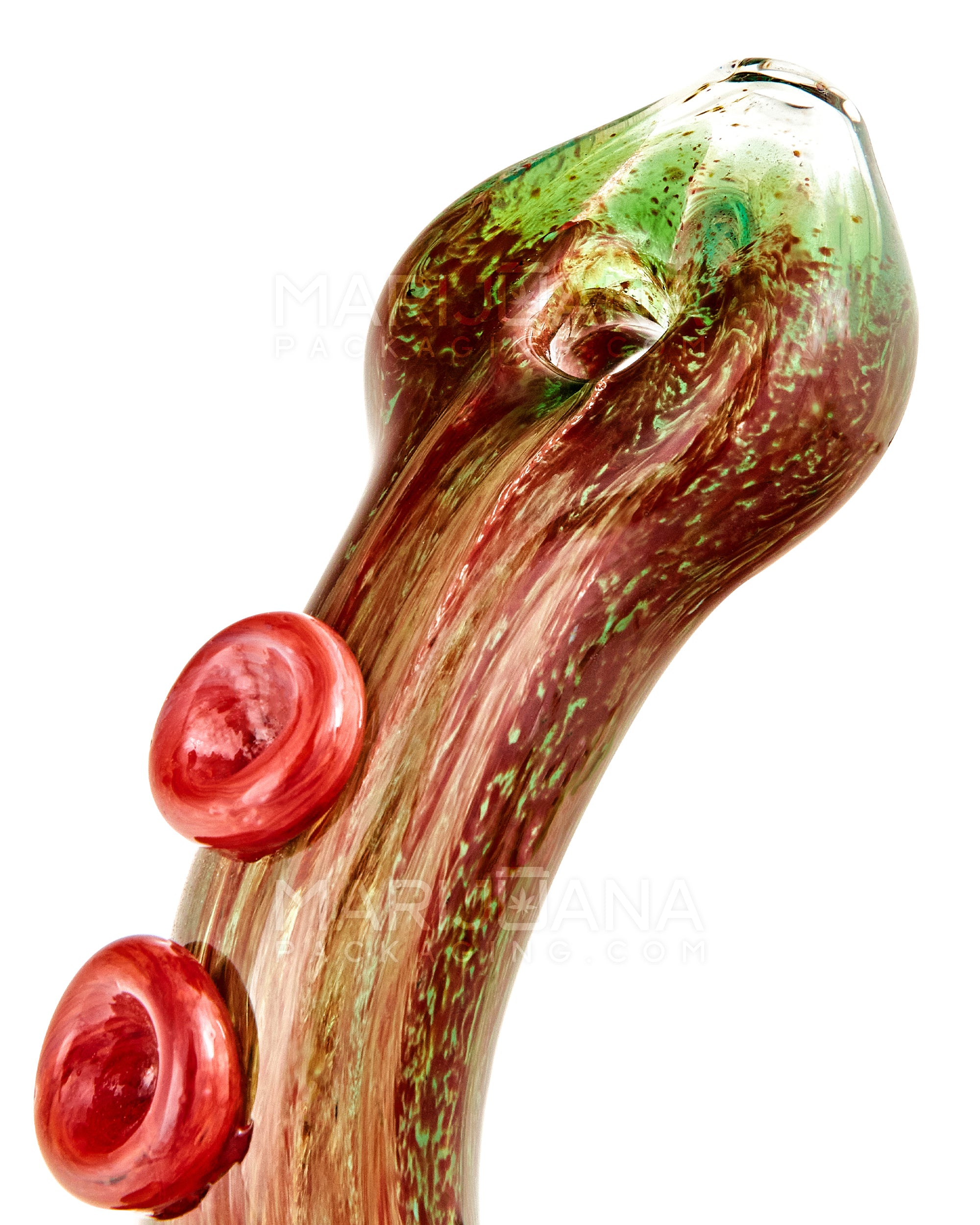 Heady | Donut Mouth Color Pull Kraken Bubbler w/ Triple Tentacles | 9in Tall - Glass - Red & Green - 6