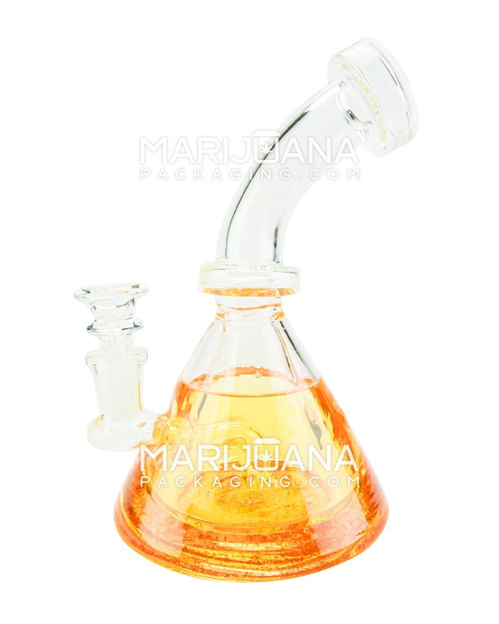 Bent Neck Glycerin Glitter Beaker Water Pipe | 7.5in Tall - 14mm Bowl - Clear - 1