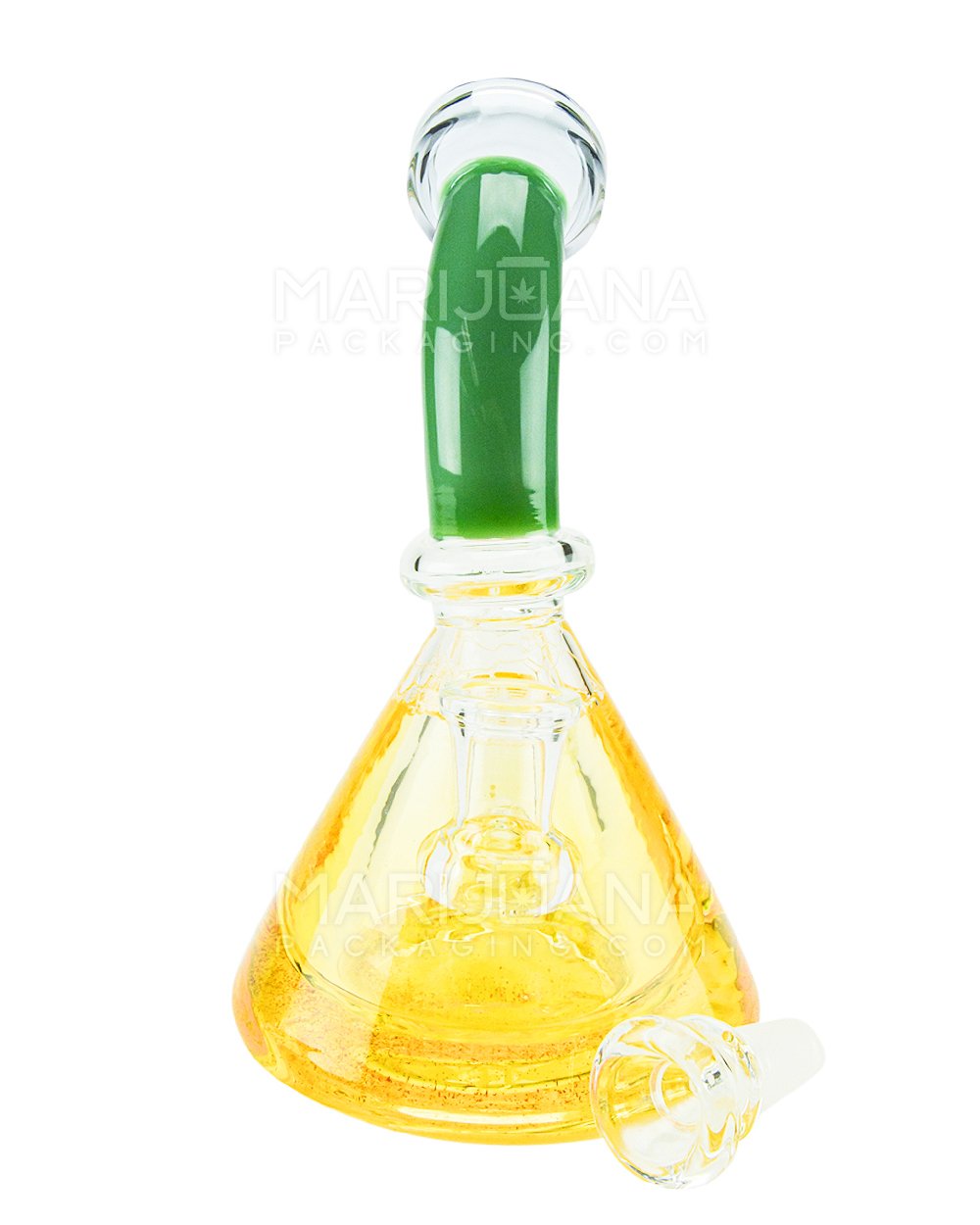 Bent Neck Glycerin Glitter Beaker Water Pipe | 7.5in Tall - 14mm Bowl - Green - 3