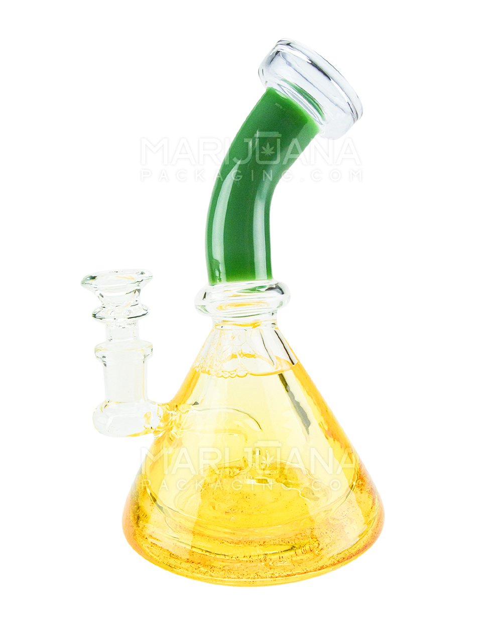 Bent Neck Glycerin Glitter Beaker Water Pipe | 7.5in Tall - 14mm Bowl - Green - 1