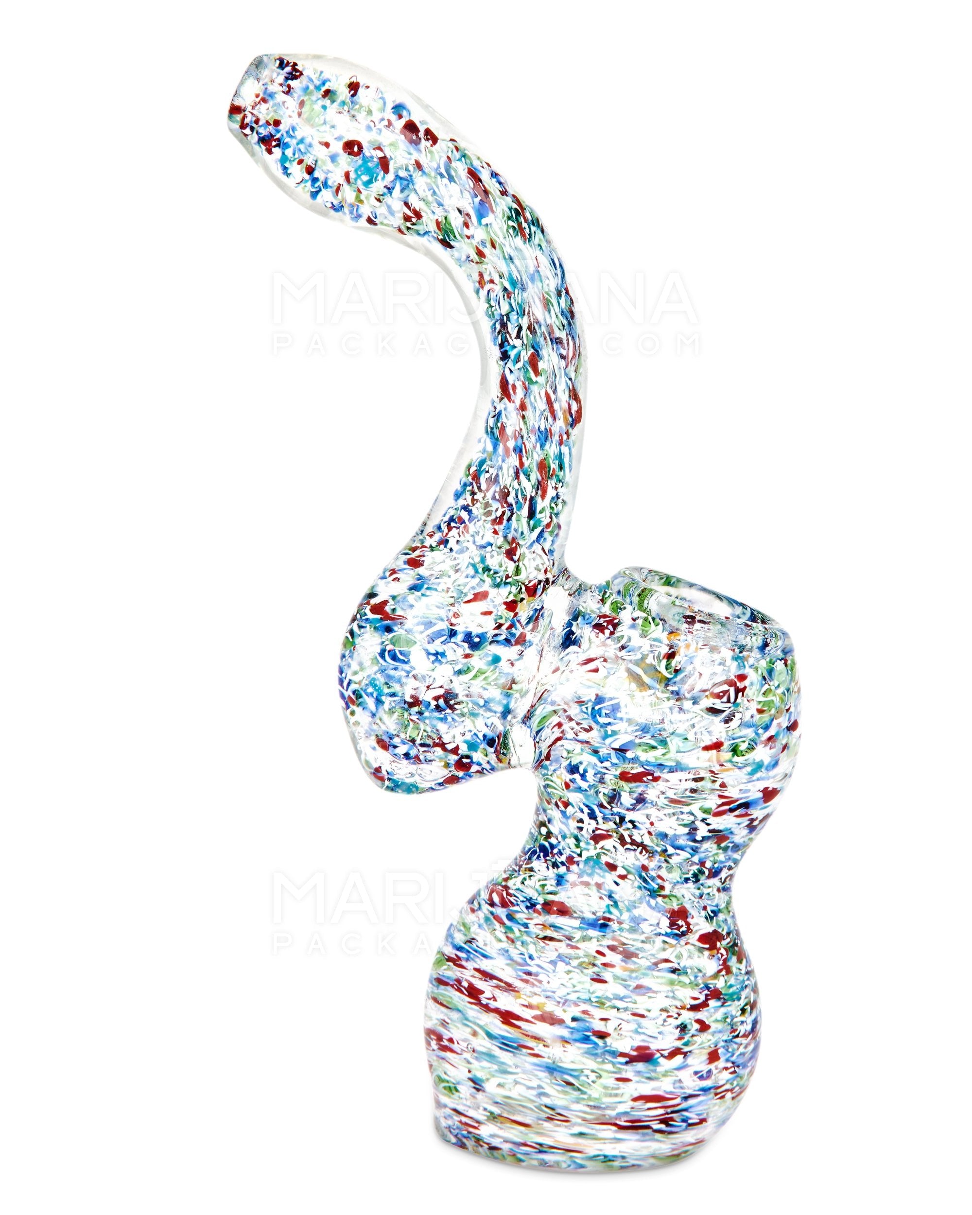 Double Blown | Speckled Frit Bubbler | 6in Tall - Thick Glass - Assorted - 1