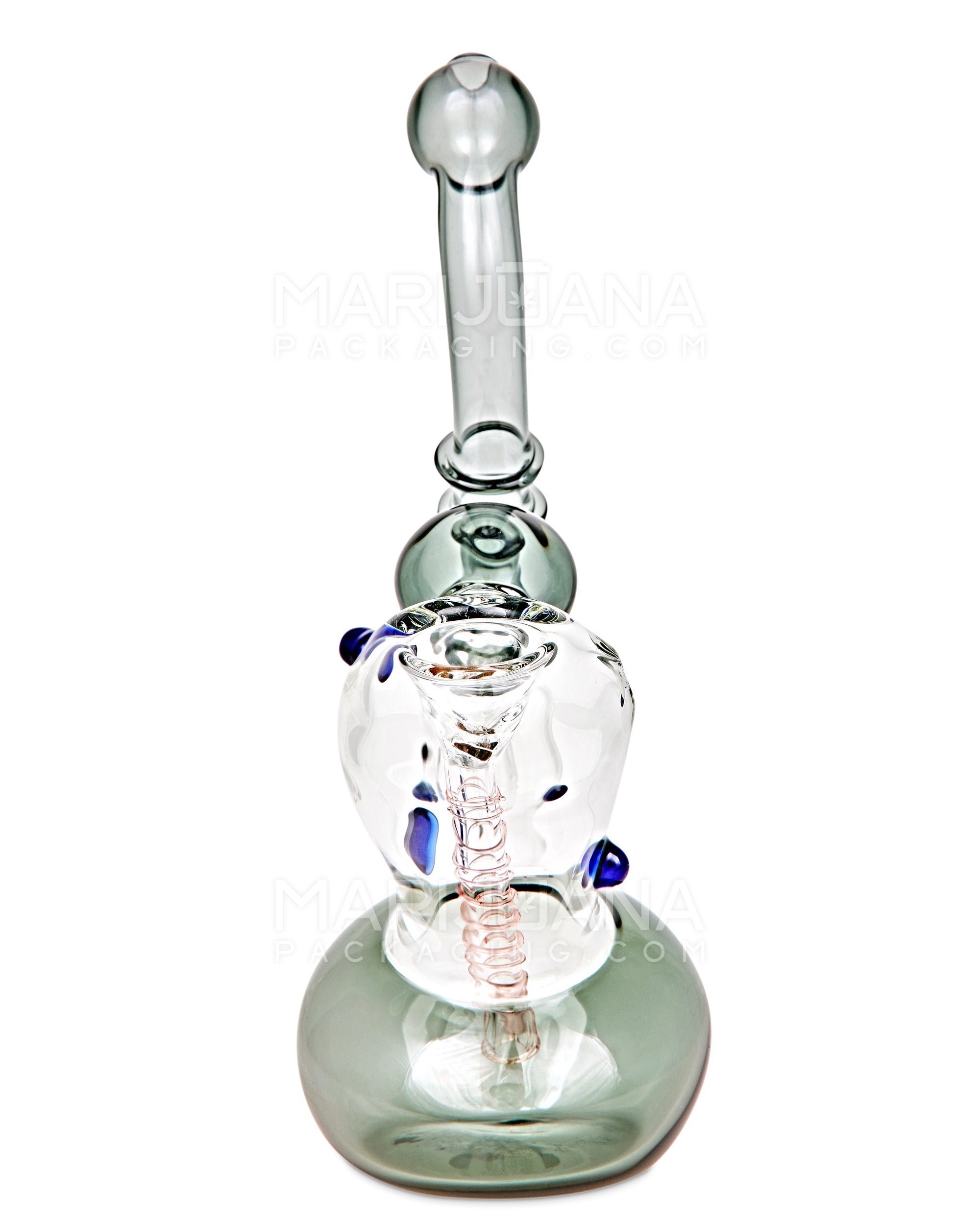 Ringed Double Chamber Bubbler w/ Multi Knockers | 7.5in Tall - Glass - Smoke - 4