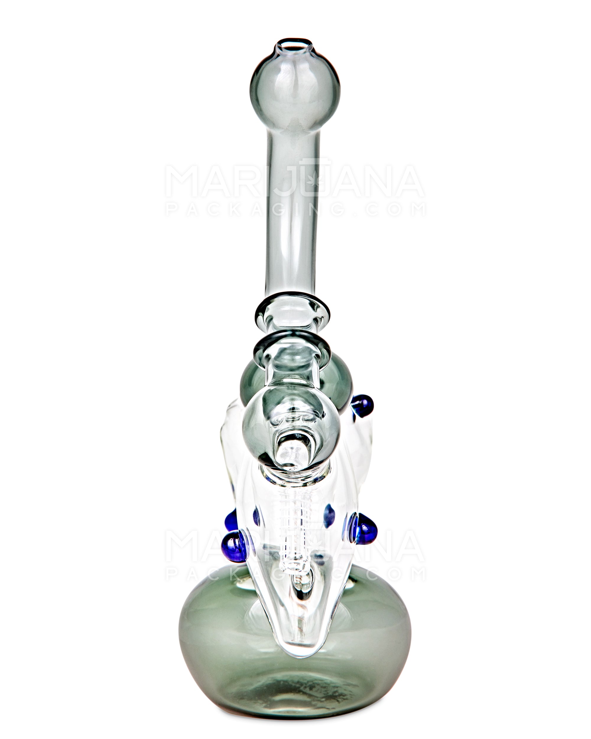 Ringed Double Chamber Bubbler w/ Multi Knockers | 7.5in Tall - Glass - Smoke - 5
