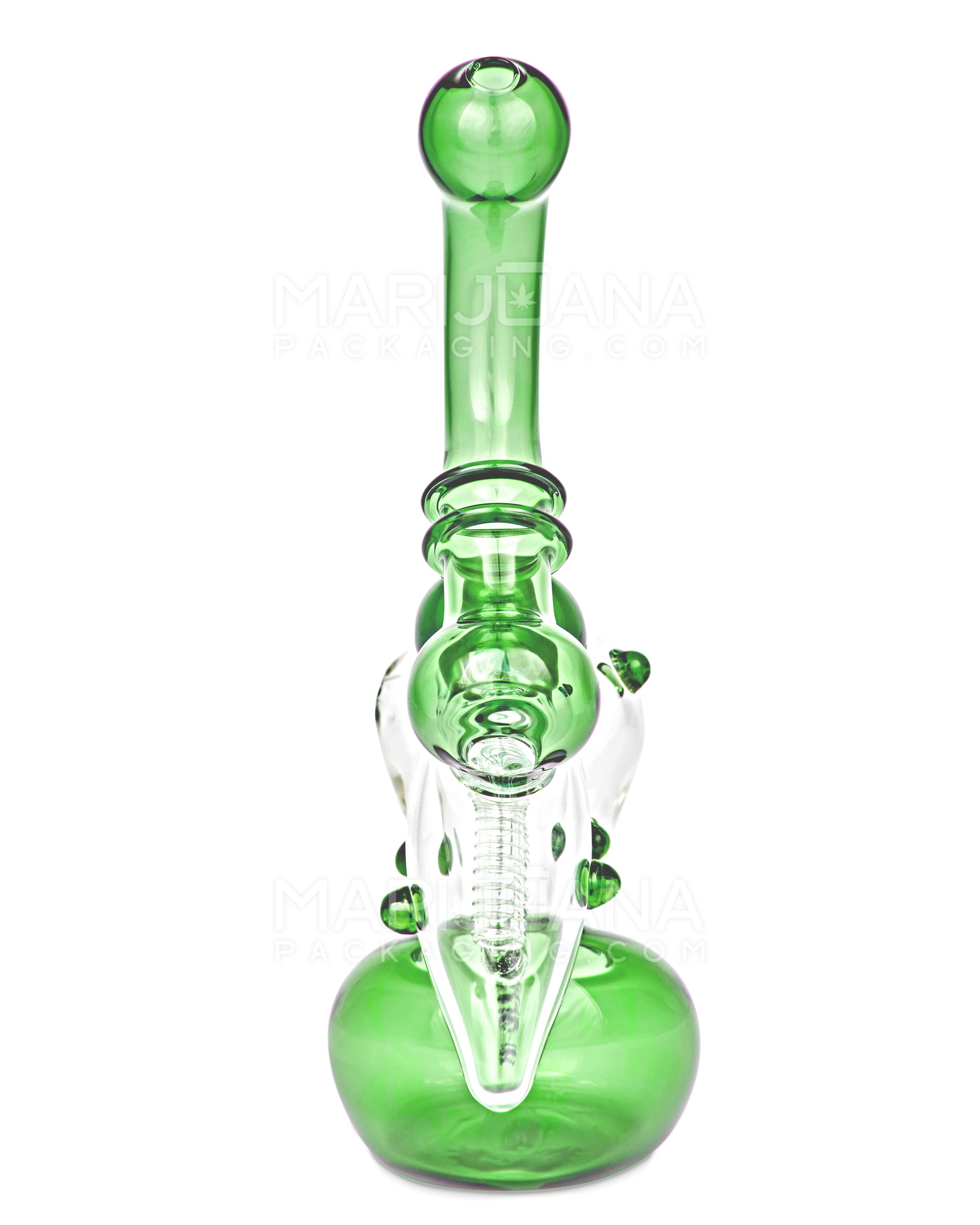 Ringed Double Chamber Bubbler w/ Multi Knockers | 7.5in Tall - Glass - Green - 5