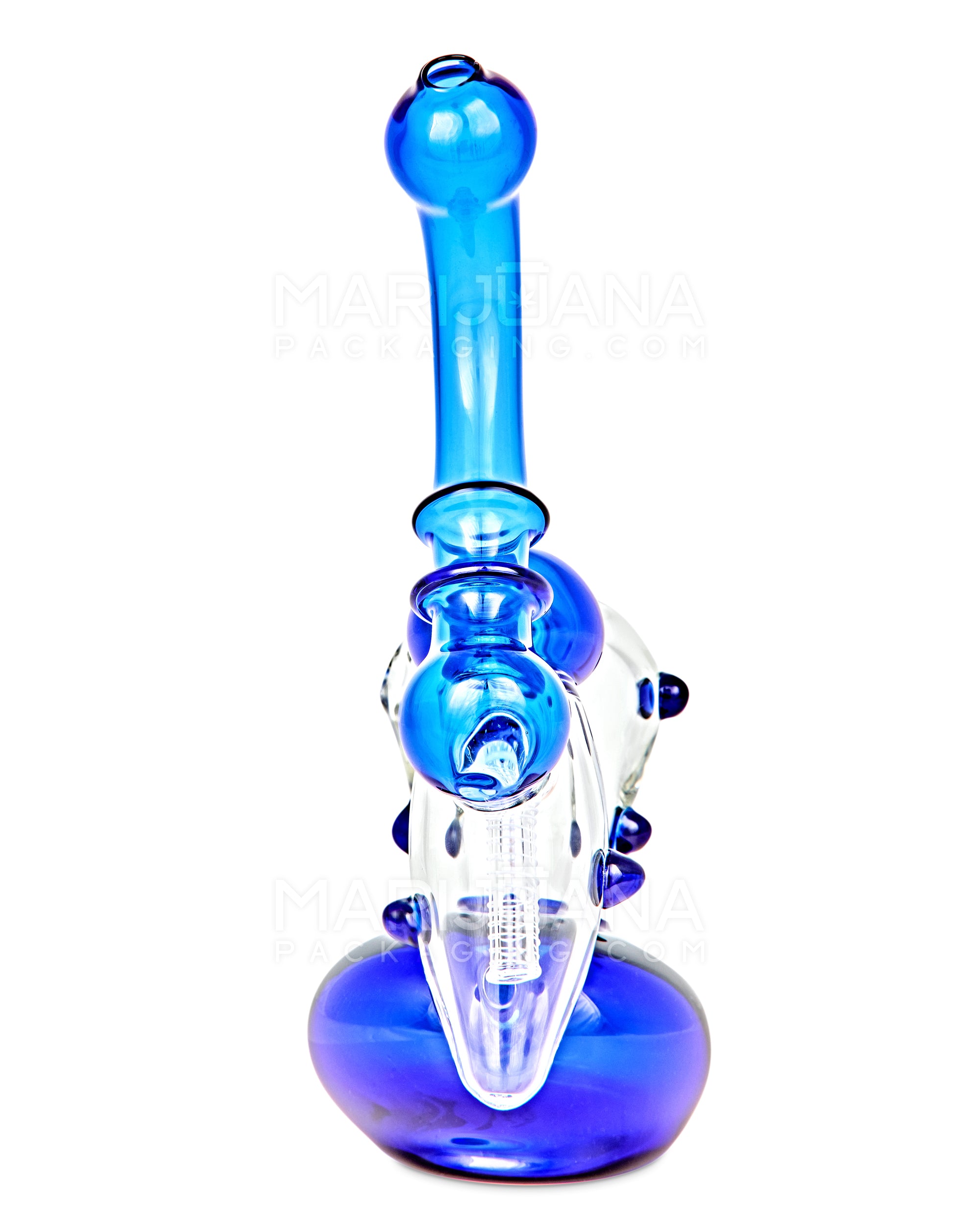 Ringed Double Chamber Bubbler w/ Multi Knockers | 7.5in Tall - Glass - Blue - 5