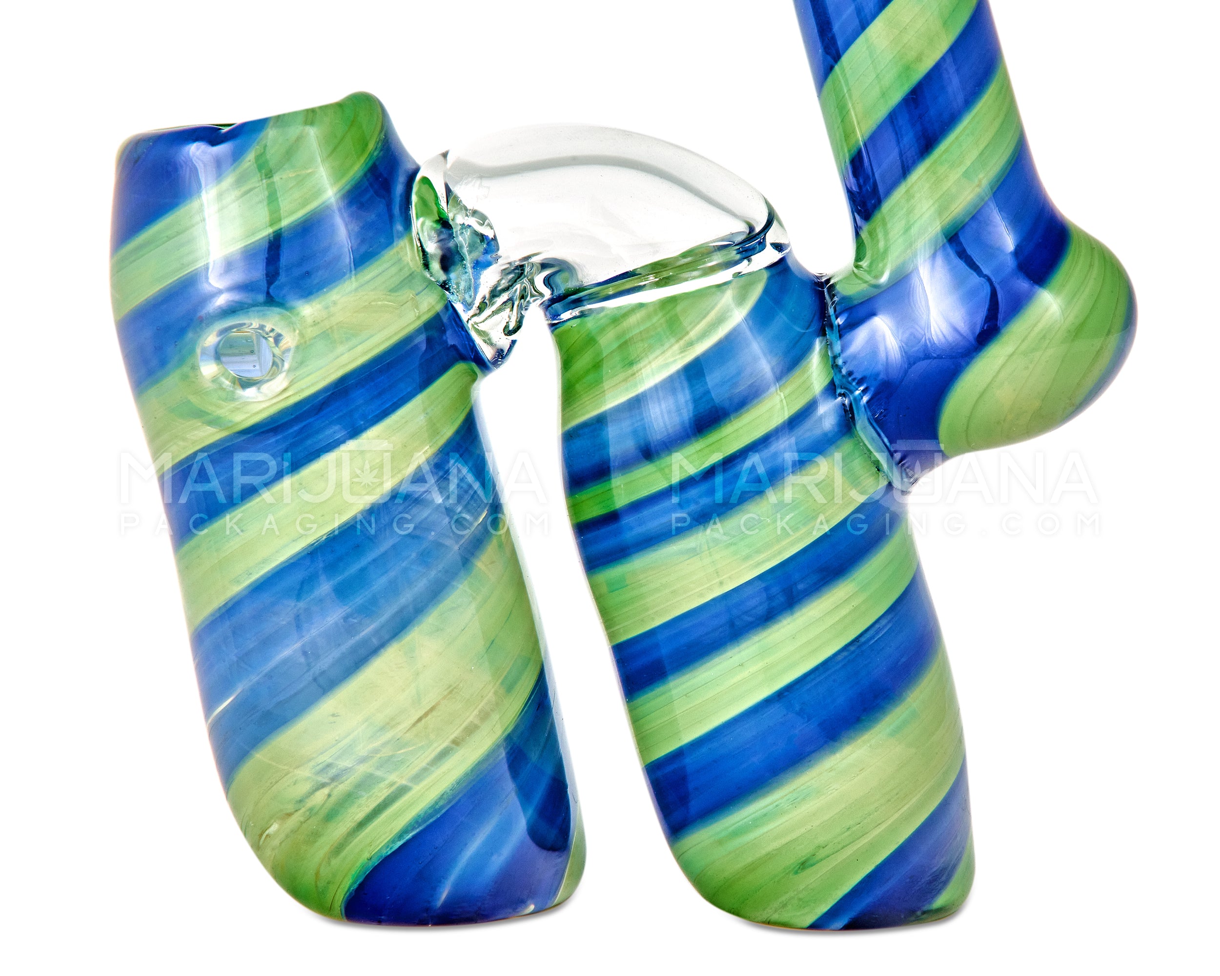 Spiral Double Chamber Bubbler | 6.5in Tall - Glass - Blue & Green - 4