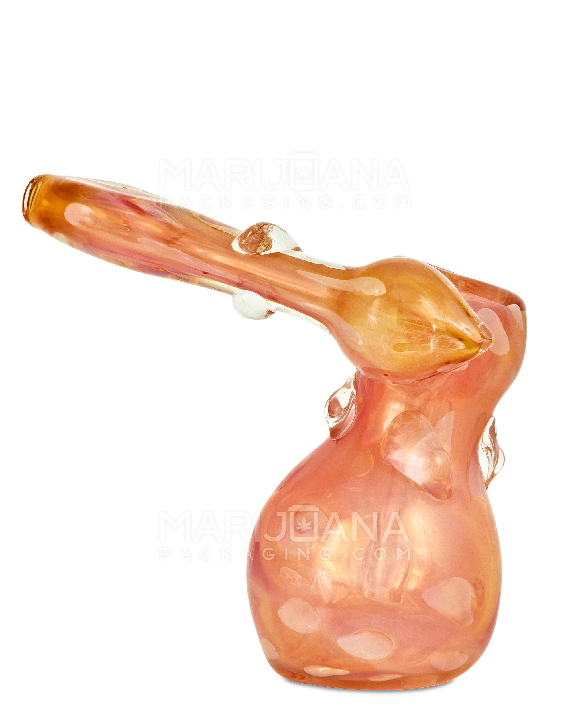 Flat Mouth Multi Fumed & Bubble Trap Sidecar Bubbler | 4in Tall - Glass - Rose Gold - 1
