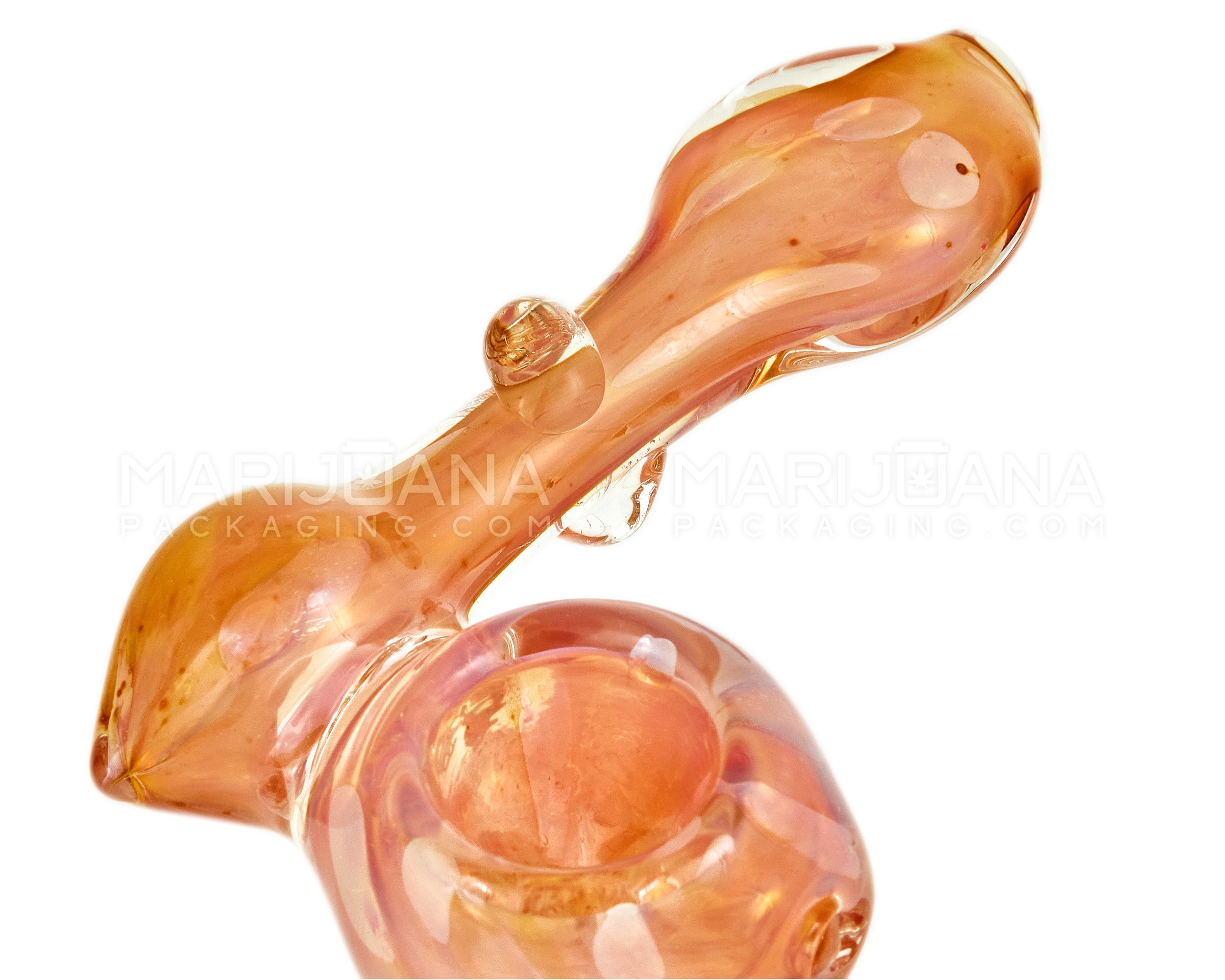 Flat Mouth Multi Fumed & Bubble Trap Sidecar Bubbler | 4in Tall - Glass - Rose Gold - 4