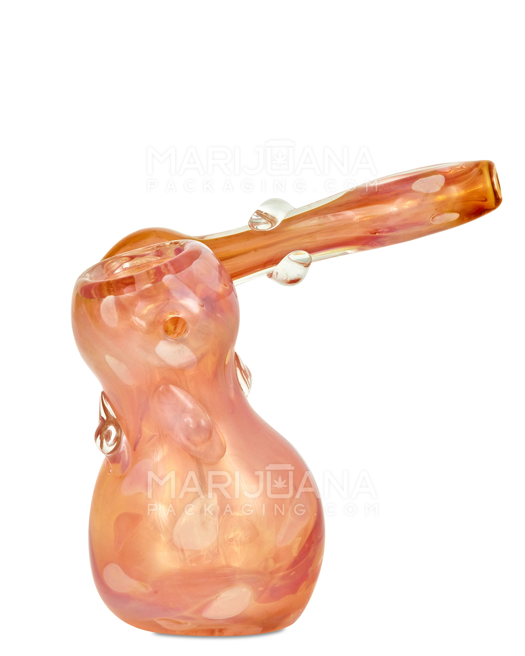 Flat Mouth Multi Fumed & Bubble Trap Sidecar Bubbler | 4in Tall - Glass - Rose Gold - 3