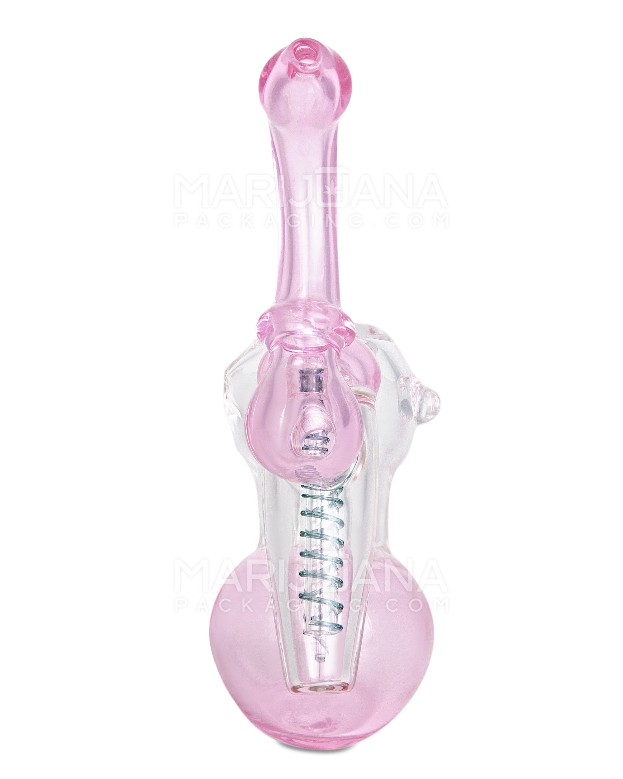 Ringed Double Chamber Bubbler w/ Multi Knockers | 7.5in Tall - Glass - Pink - 3