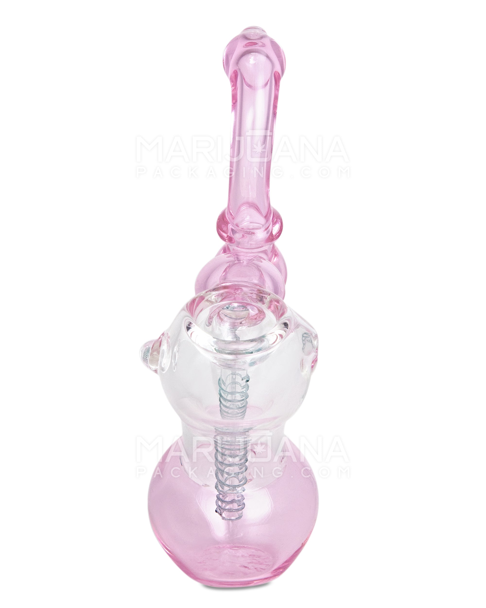 Ringed Double Chamber Bubbler w/ Multi Knockers | 7.5in Tall - Glass - Pink - 2