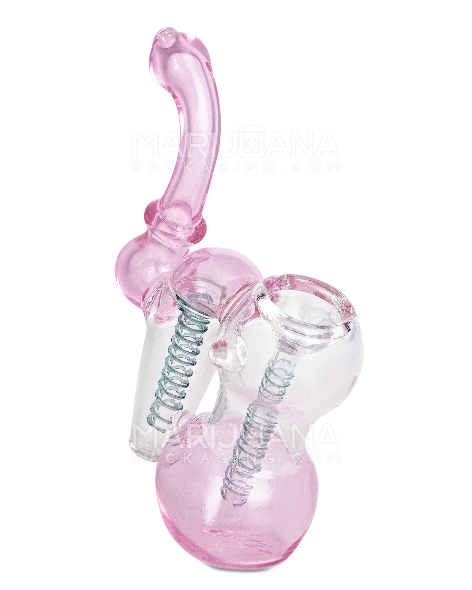 Ringed Double Chamber Bubbler w/ Multi Knockers | 7.5in Tall - Glass - Pink - 4
