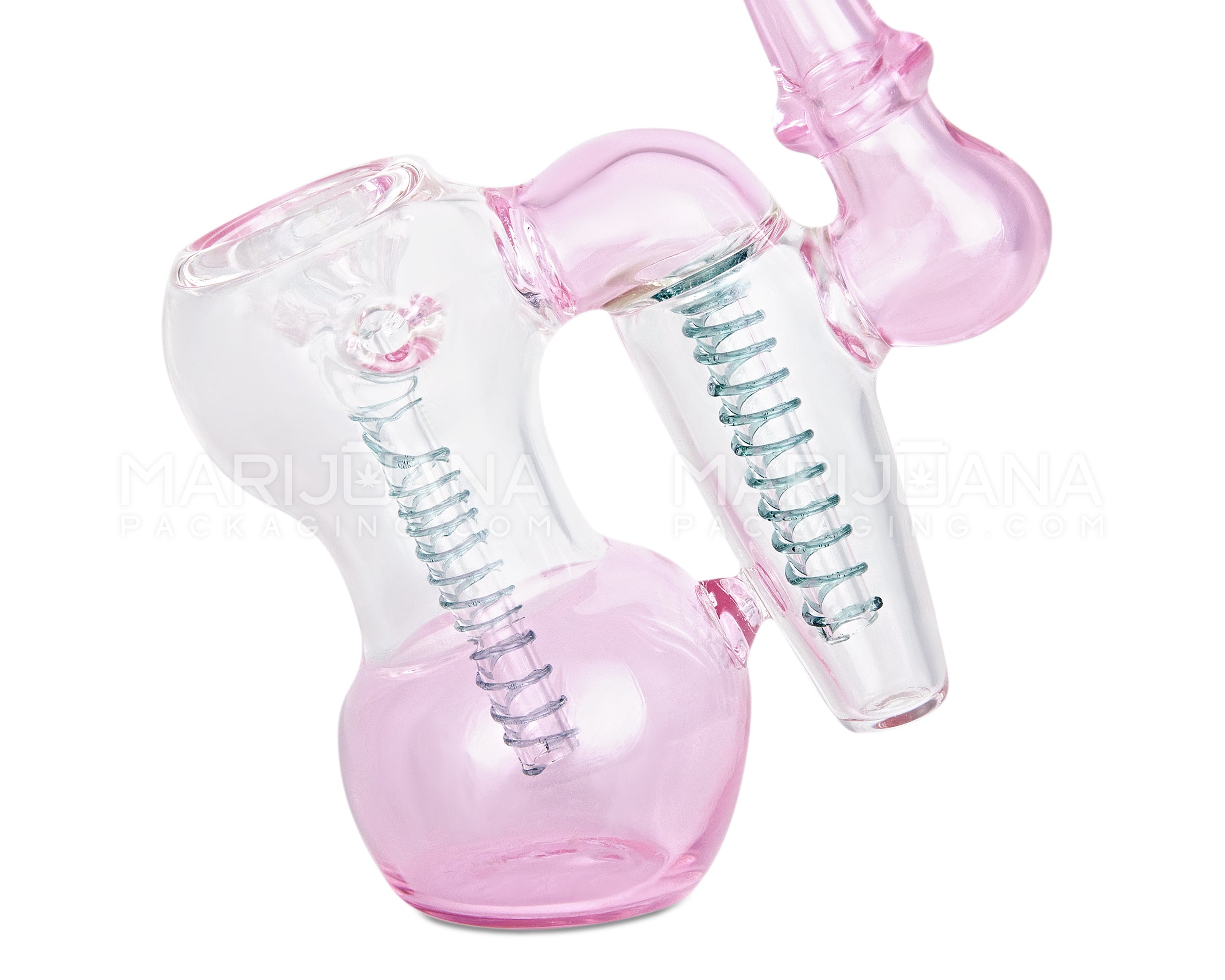 Ringed Double Chamber Bubbler w/ Multi Knockers | 7.5in Tall - Glass - Pink - 8