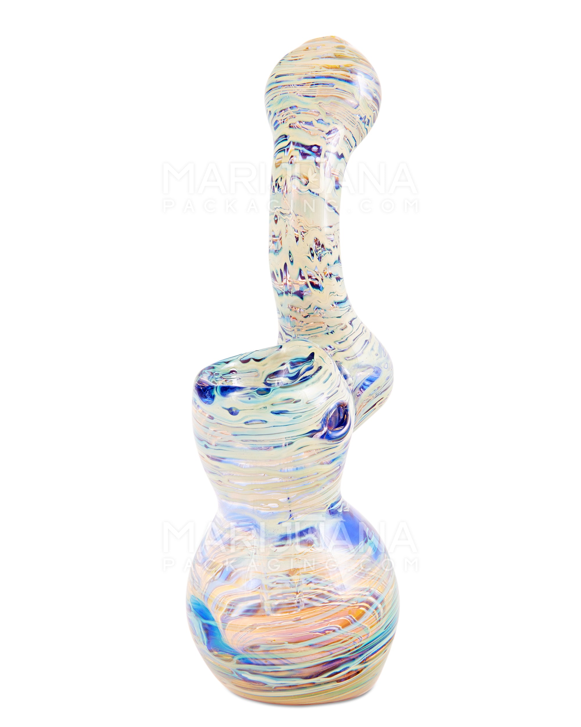 Raked & Mixed Fumed Bubbler | 5.5in Tall - Glass - Blue - 2