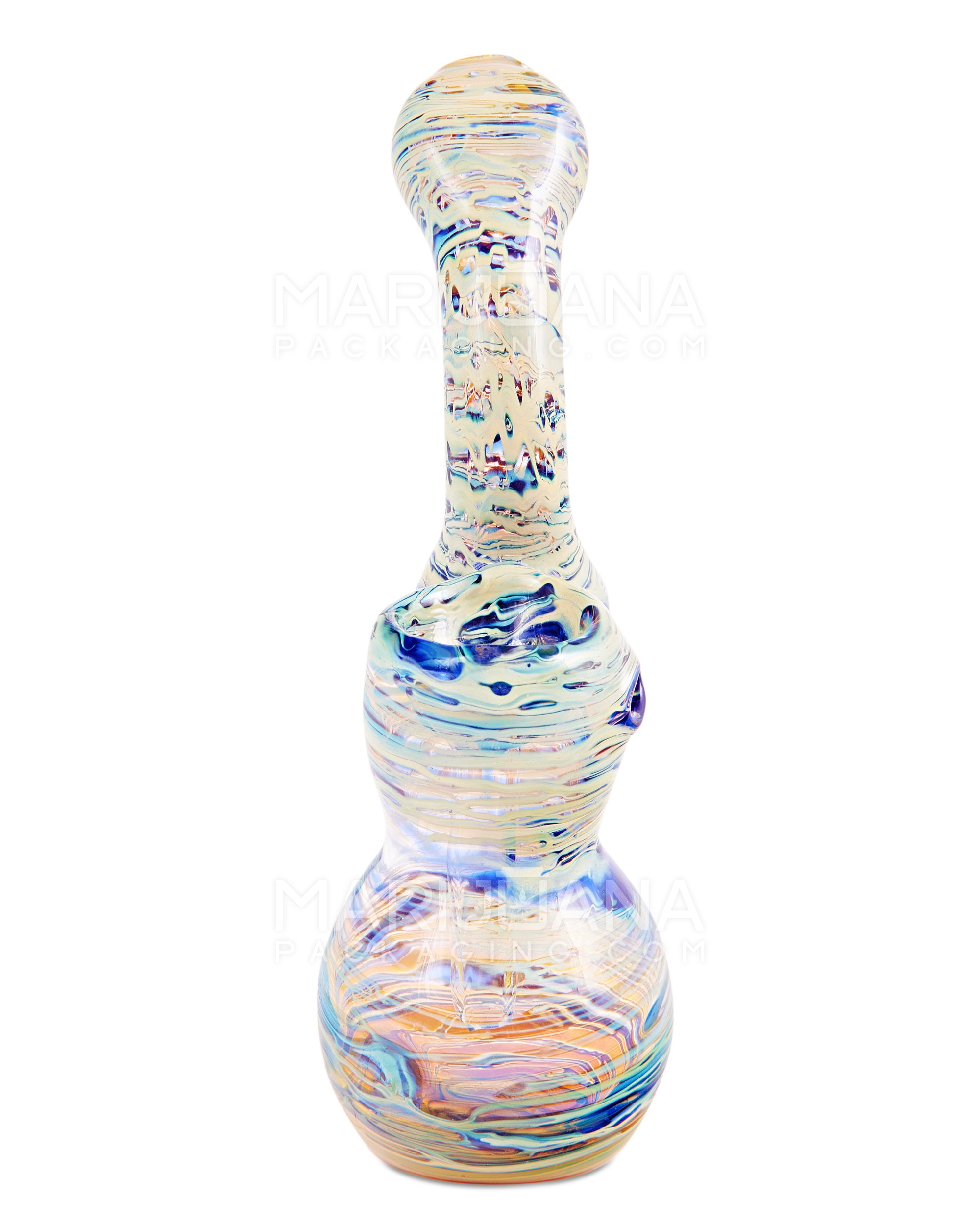 Raked & Mixed Fumed Bubbler | 5.5in Tall - Glass - Blue - 5