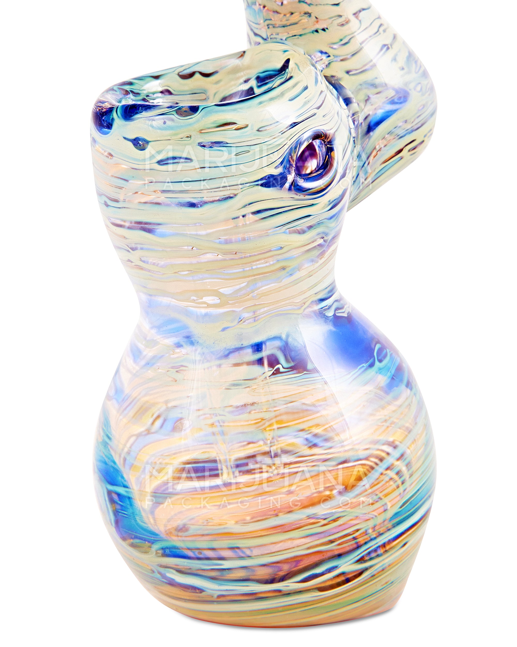 Raked & Mixed Fumed Bubbler | 5.5in Tall - Glass - Blue - 4