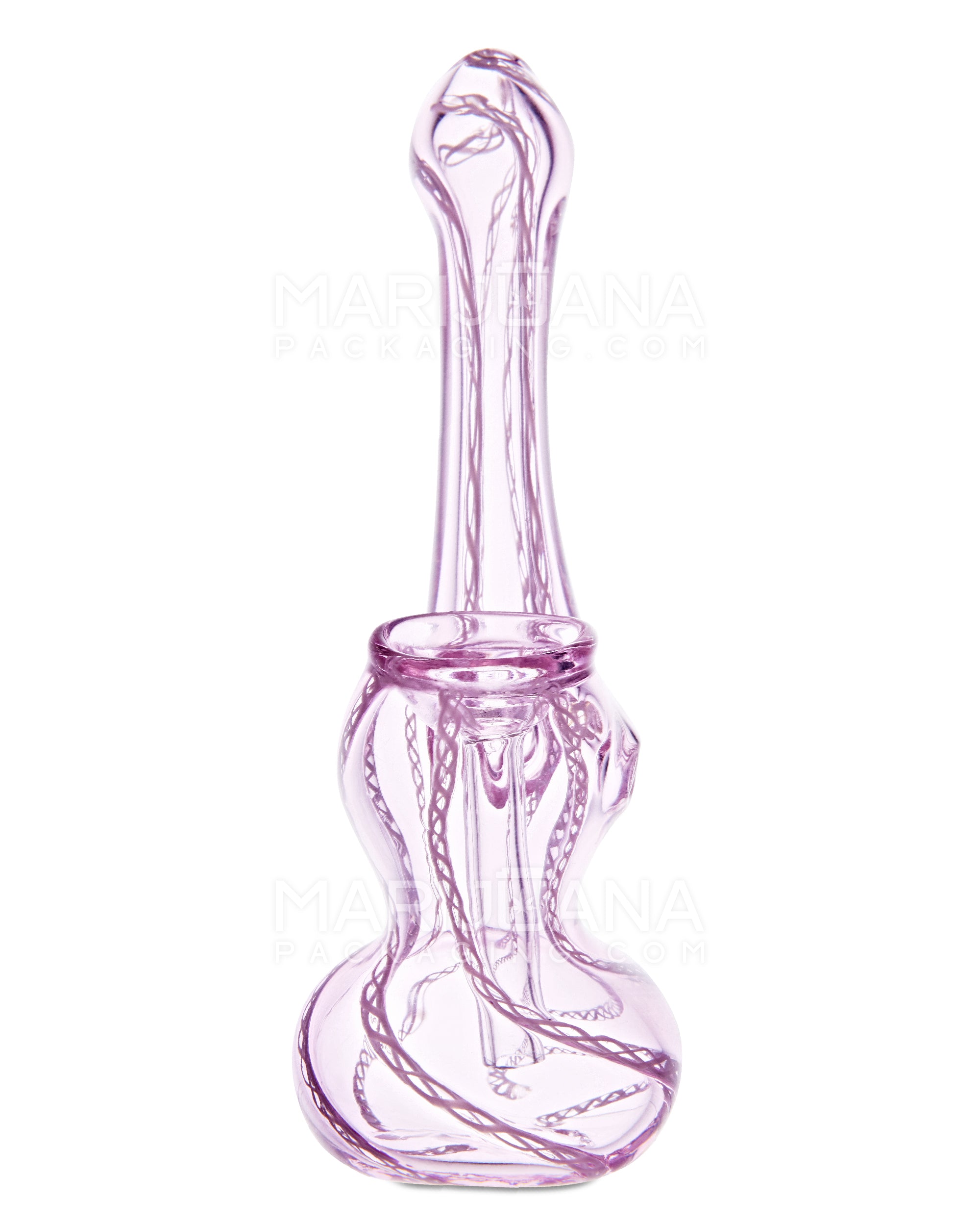 Ribboned Bubbler | 5in Tall - Glass - Pink - 4